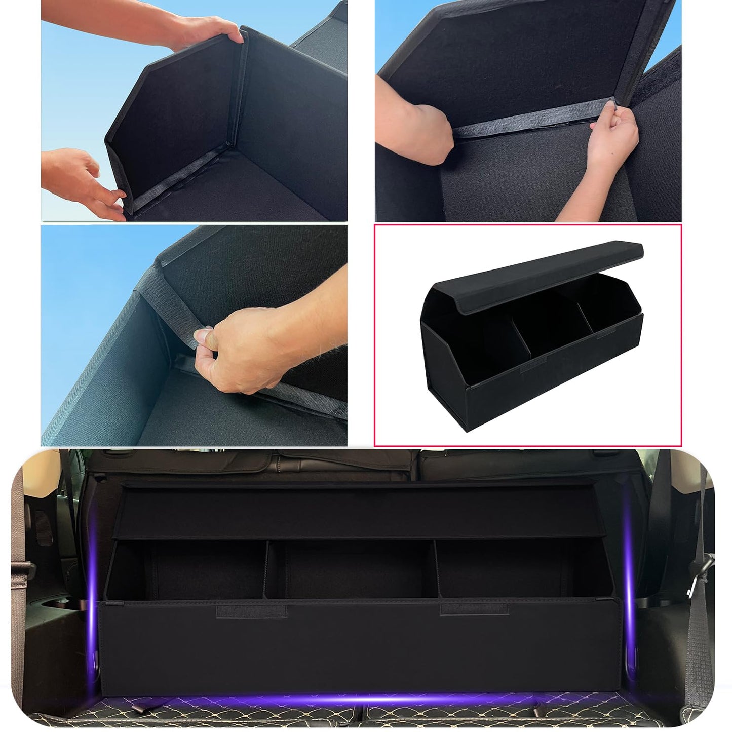 RAHALOY Custom Fit Trunk Organizer for Honda CR-V 2017-2026, Foldable Collapsible Storage Box | Suede Cargo Organizer for SUV Road Trips, Groceries & Sports Gear, 38.6 Inch