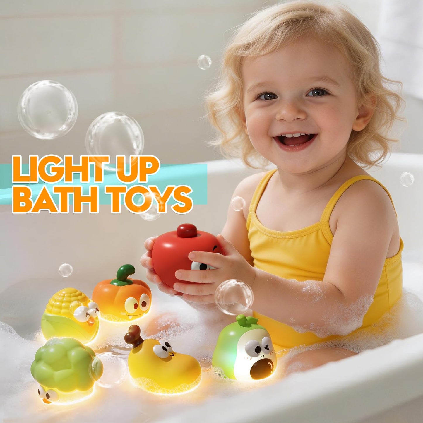XAWACAH Light Up Bath Toys for Kids Ages 1-3, Water Activated Bathtub Toys with 6 Cute Characters, Kids Bath Toy Set for 1 2 3 Year Old Toddler Boys Girls Gifts