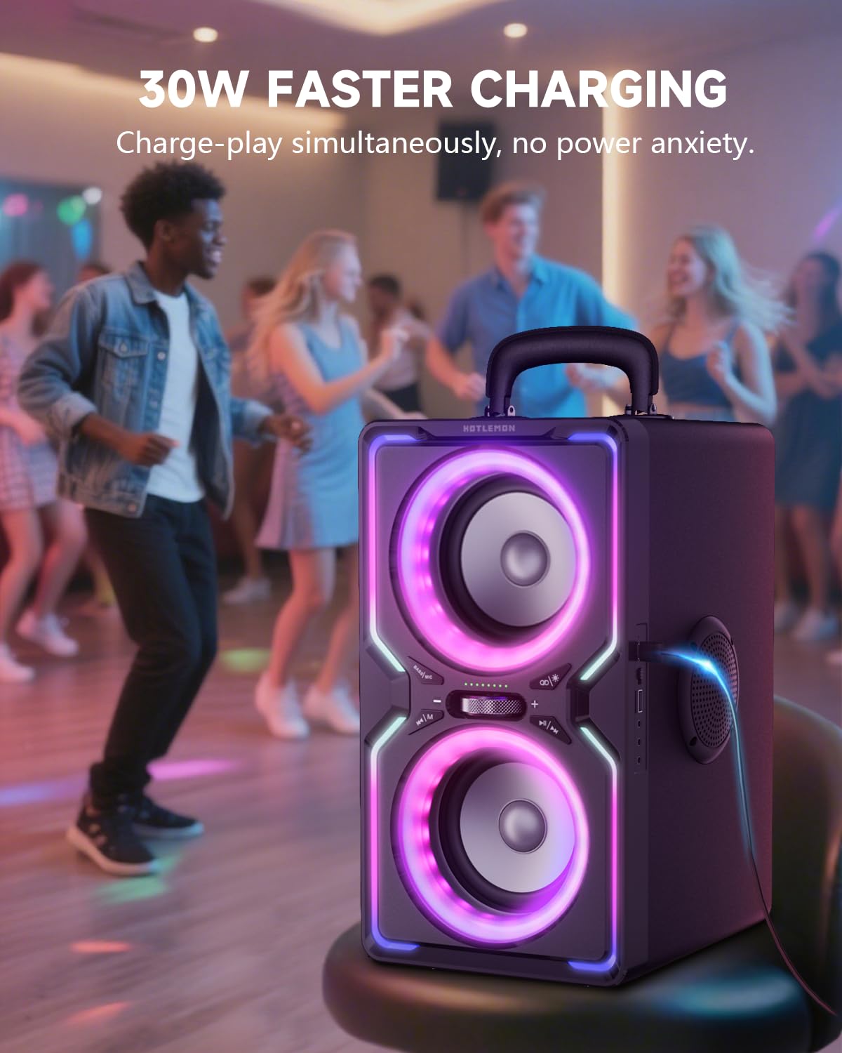 Hotlemon Large Bluetooth Speaker: 240W Peak Powerful Loud Sound with Deep Bass, 15H Playtime, Fast Charge, TWS, Portable Wireless Speakers for Outdoor, Party, Beach, Backyard, Home, Outside (Black)