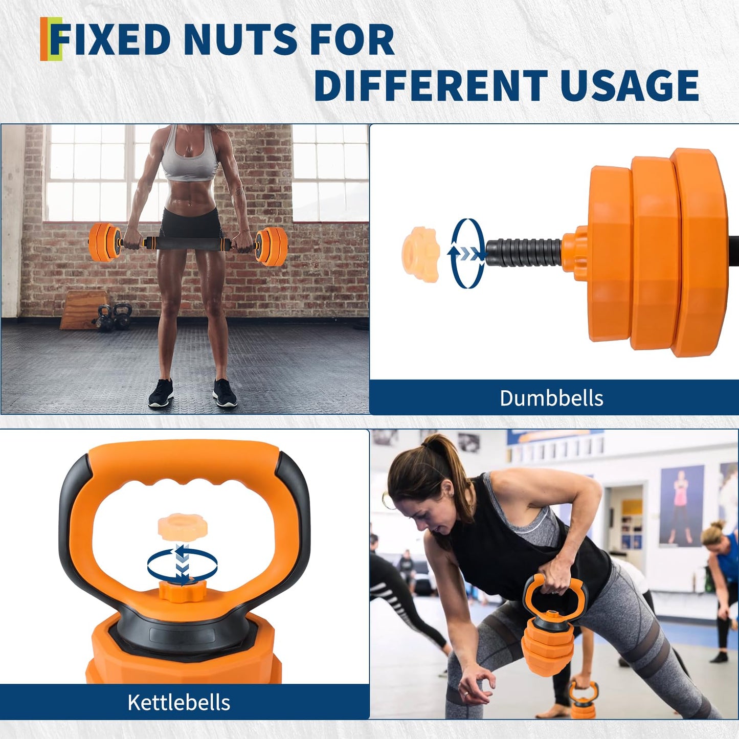 4-In-1 Adjustable Dumbbell Set (44/66/88LB) - Convertible to Barbell, Kettlebell & Push Up Stands, Home Gym Equipment for Men & Women, Space Saving Weights with PVC Coating,88 LBS