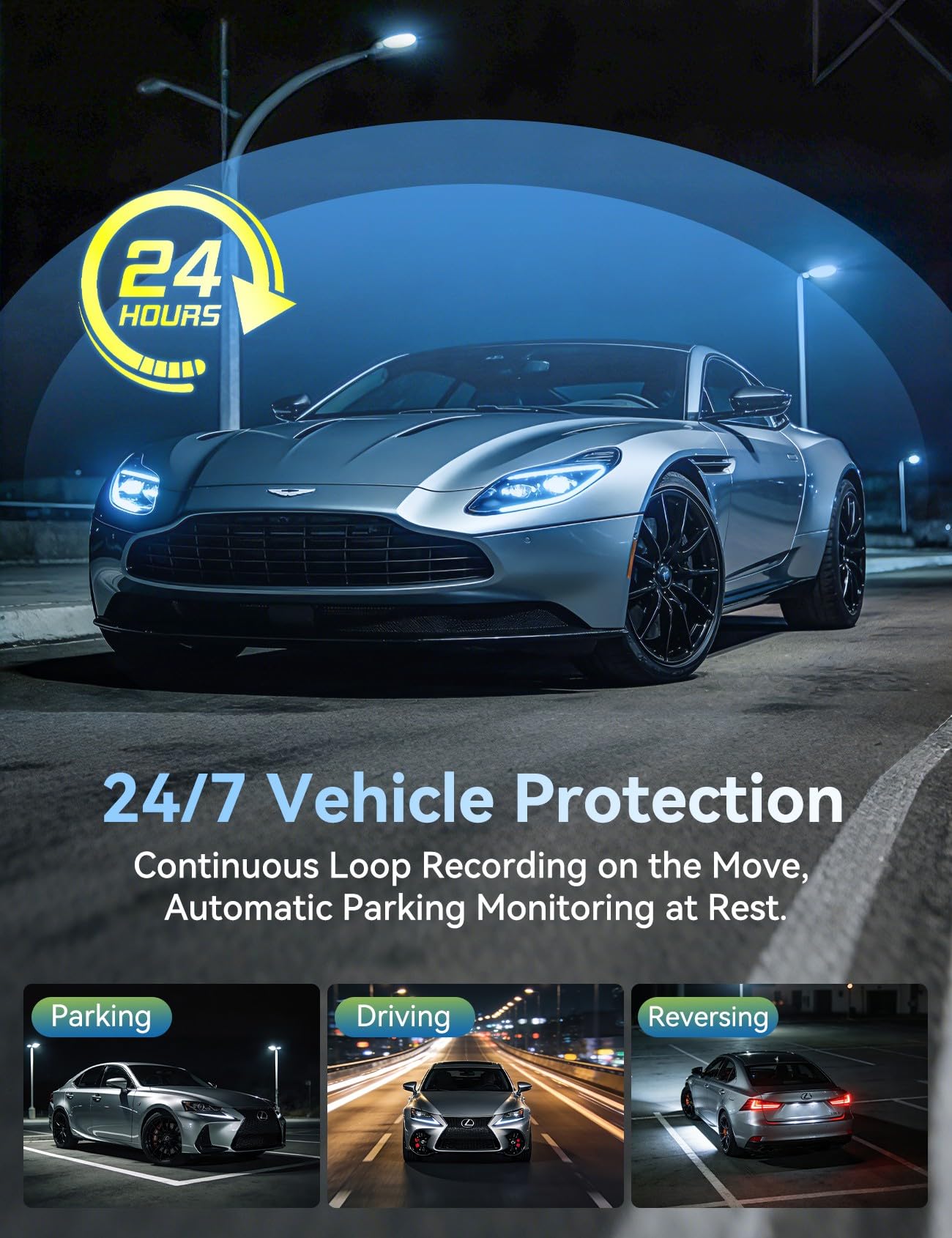 2026 Ultrawide 13’’ 4K Rear View Mirror Camera with Carplay&Android Auto, 5.8GHz WiFi Smart Rearview Mirror with Voice Control/Split Screen, 64GB Card Included,Reverse Assist//Loop Record/G-Sensor
