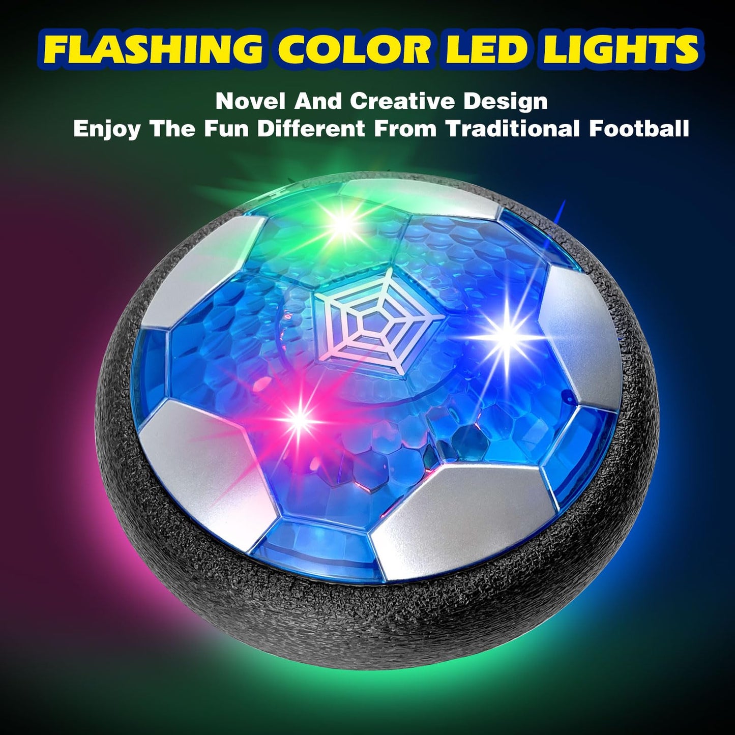 Foneso 3-in-1 Hover Soccer Ball, Kids Toddler Hockey Set with LED Lights,Indoor & Outdoor Toys for Kids, Soccer Gift for 3 4 5 6 7 8 9+ Year Old Boys Girls Birthday Gifts