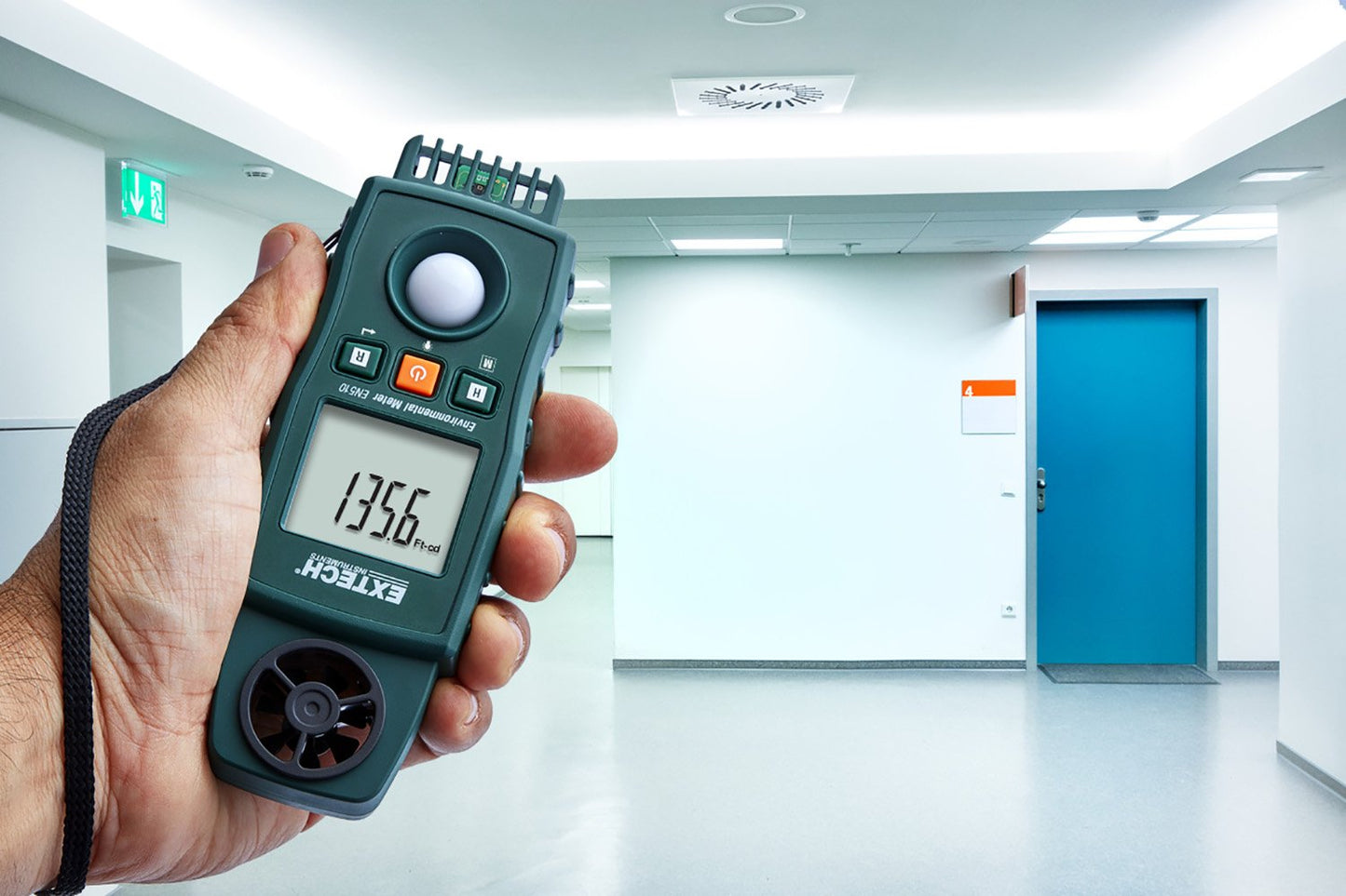 Extech EN510 10-in-1 Environmental Meter - Measures Air Velocity, Light, Sound, Temperature, Humidity, Dew Point, Wet Bulb, Heat Index, Wind Chill, Portable Multi-Function Tester with Backlit LCD