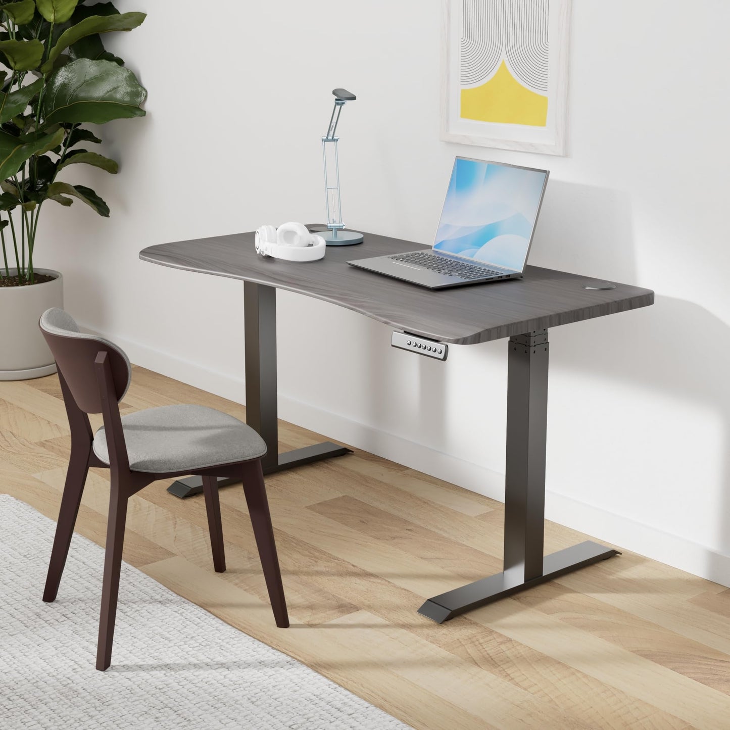 Vari Ergo 54x26 Electric Standing Desk – Height Adjustable Sit Stand VariDesk + Curved Waterfall Edge, 4 Memory Settings, Quick Assembly, Cable Management, 200 lb Capacity – Espresso (2 Boxes)