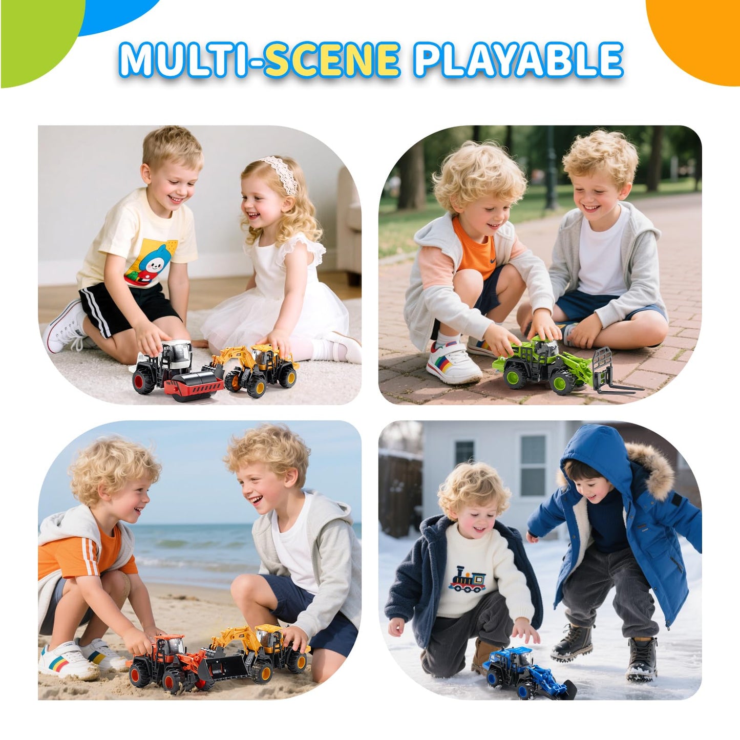 Dimoarch Construction Truck Toys for Toddlers: Push Go Truck Sandbox Excavator Toy Trucks Vehicles Snow Plow Toy Truck Bulldozer Road Roller Birthday Gift for 3 4 5 6 Years Old