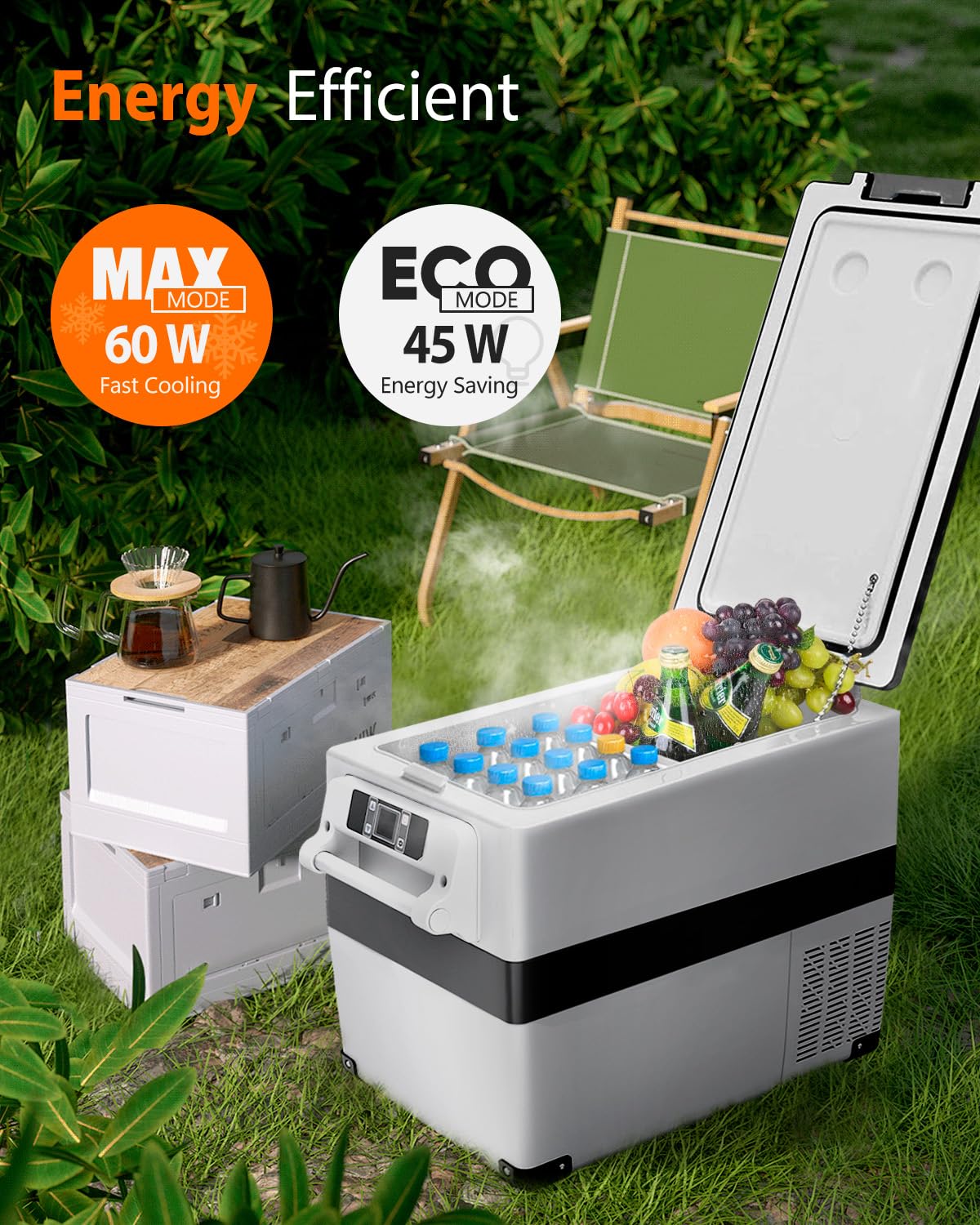 Feelfunn Car Fridge Portable 12V Refrigerator - 48 Quart(45L) Electric Cooler with AC/DC for Truck Van RV Camper SUV, Car Refrigerator Freezer for Camping Boat Travel, APP Control, -4~68°F