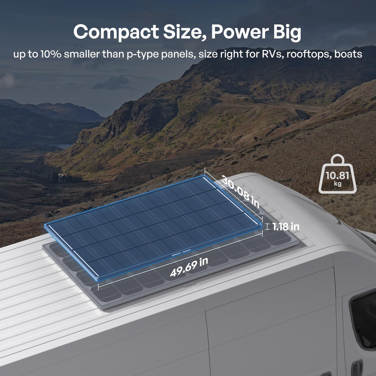 Renogy 200W ShadowFlux Anti-Shading N-Type Solar Panel, 12V/24V System 200 Watt Solar Panel 25% High-Efficiency, PV Module Power Charger for RV Marine Rooftop Farm Battery Off-Grid Applications