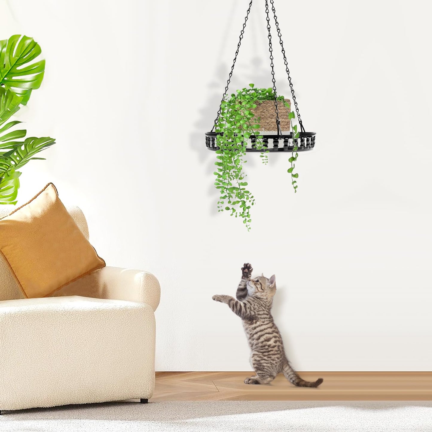 Plant Hanger Indoor Outdoor 2 Pack, Hanging Planter for Indoor Outdoor Plants, Hanging Plant Holder Shelf, Plant Hanging Basket, Decorative Metal Flower Holder
