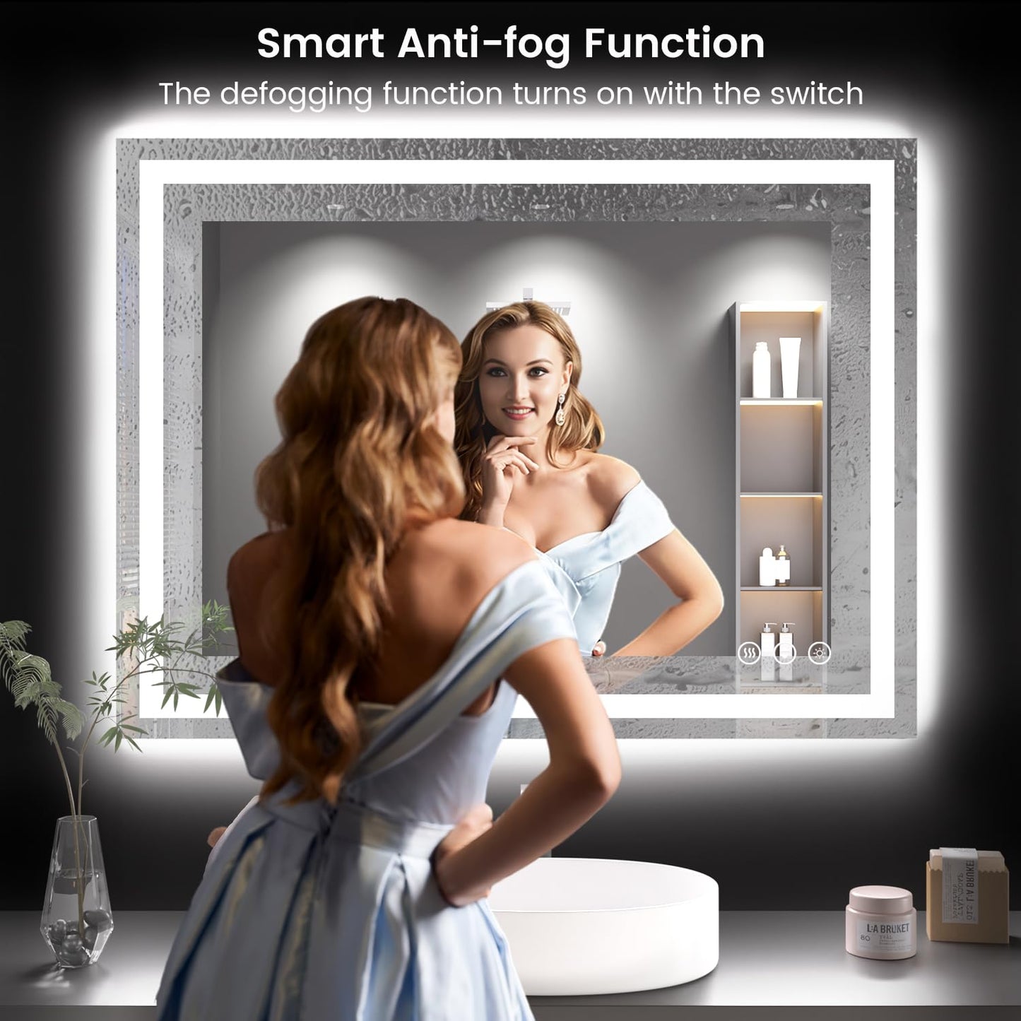 40X30 LED Bathroom Mirror with Lights, Anti-Fog, Backlit + Front Lit, Lighted Bathroom Vanity Mirror for Wall, Memory Function, Dimmable, Tempered Glass, Shatter-Proof