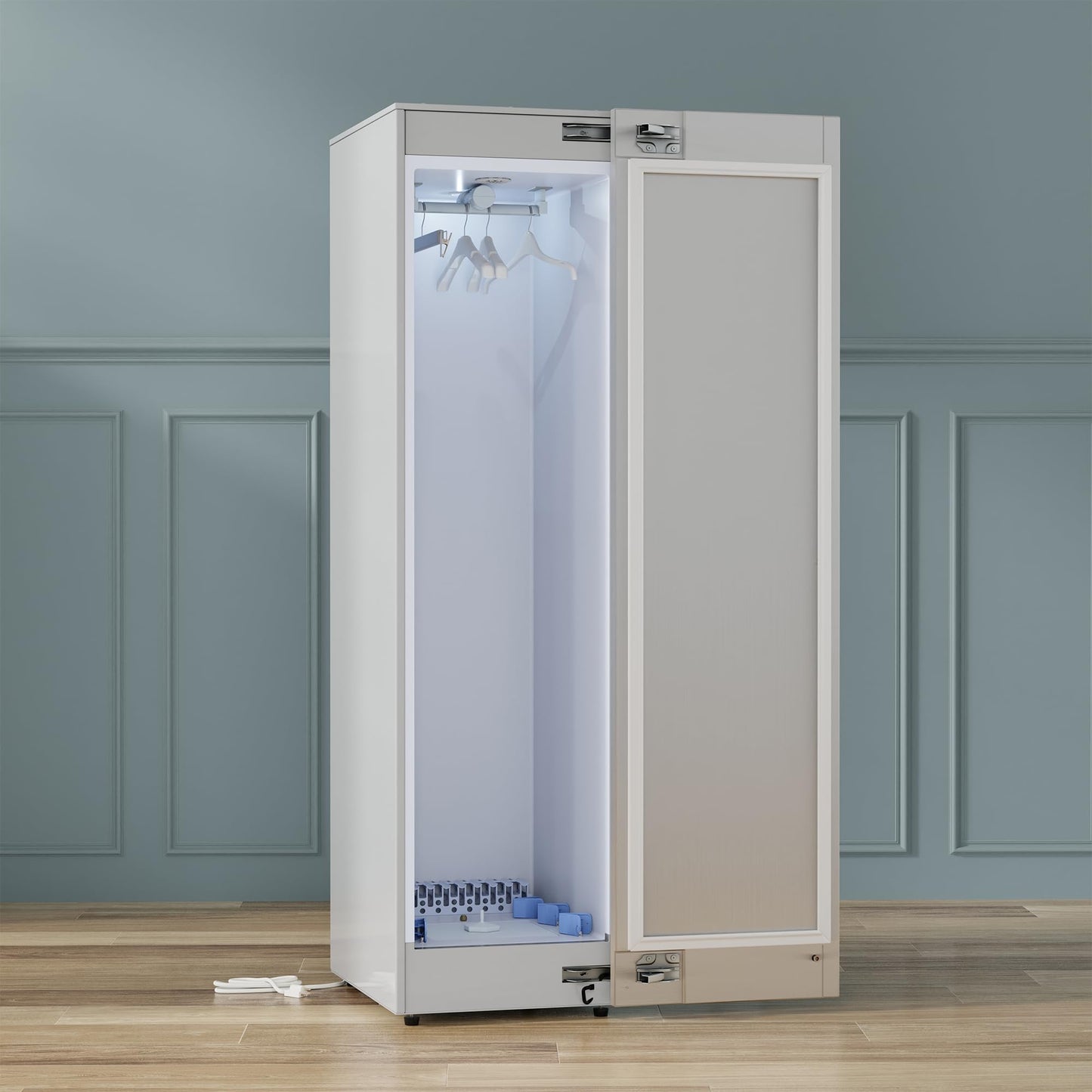 Equator 7.6cf Smart Steam Dryer Closet 4 Moving Hangers Quick20 Refresh Wrinkle Free in Stainless Steel