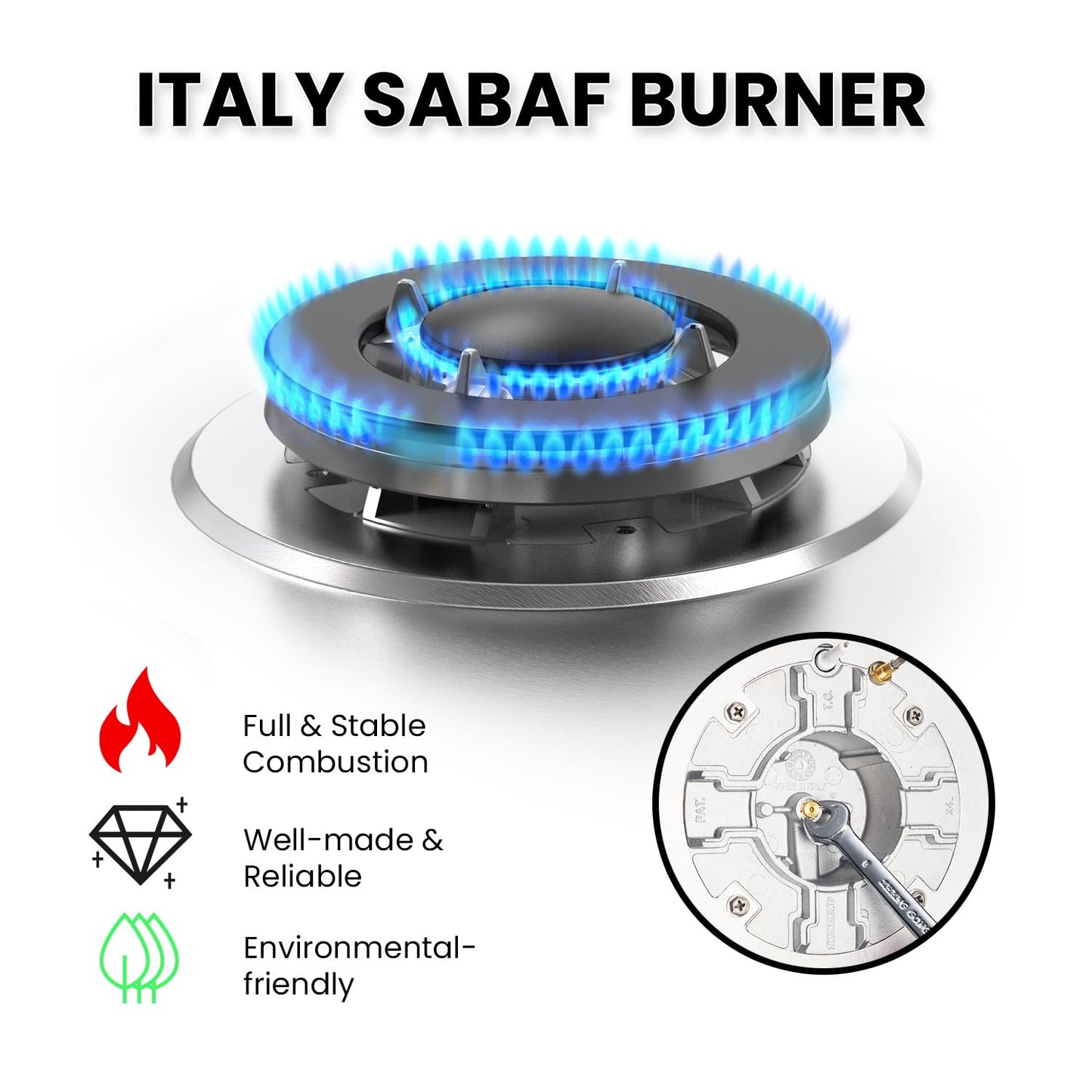 TOPWISH 36 Inch Gas Cooktop, Propane Stove Top with 5 ITALY SABAF Sealed Burners 41,800BTU, NG/LPG Convertible Built-in Stainless Steel Stovetop with Thermocouple Protection for Rvs Kitchen Outdoor