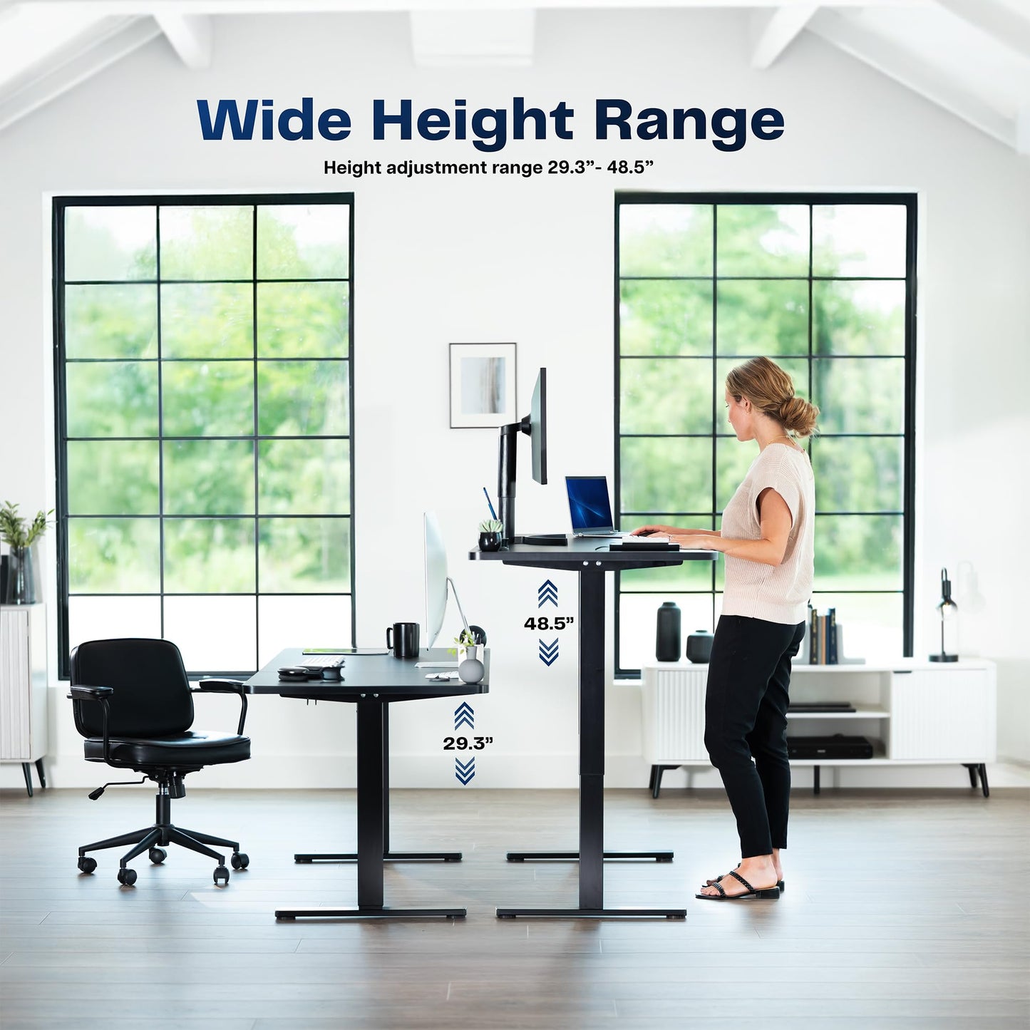 VIVO Electric 60 x 24 in Standing Desk, Memory Height Adjustment, 1B Series, Holds 220 lbs, One-Piece Black Top, Black Frame, DESK-KIT-1B6B