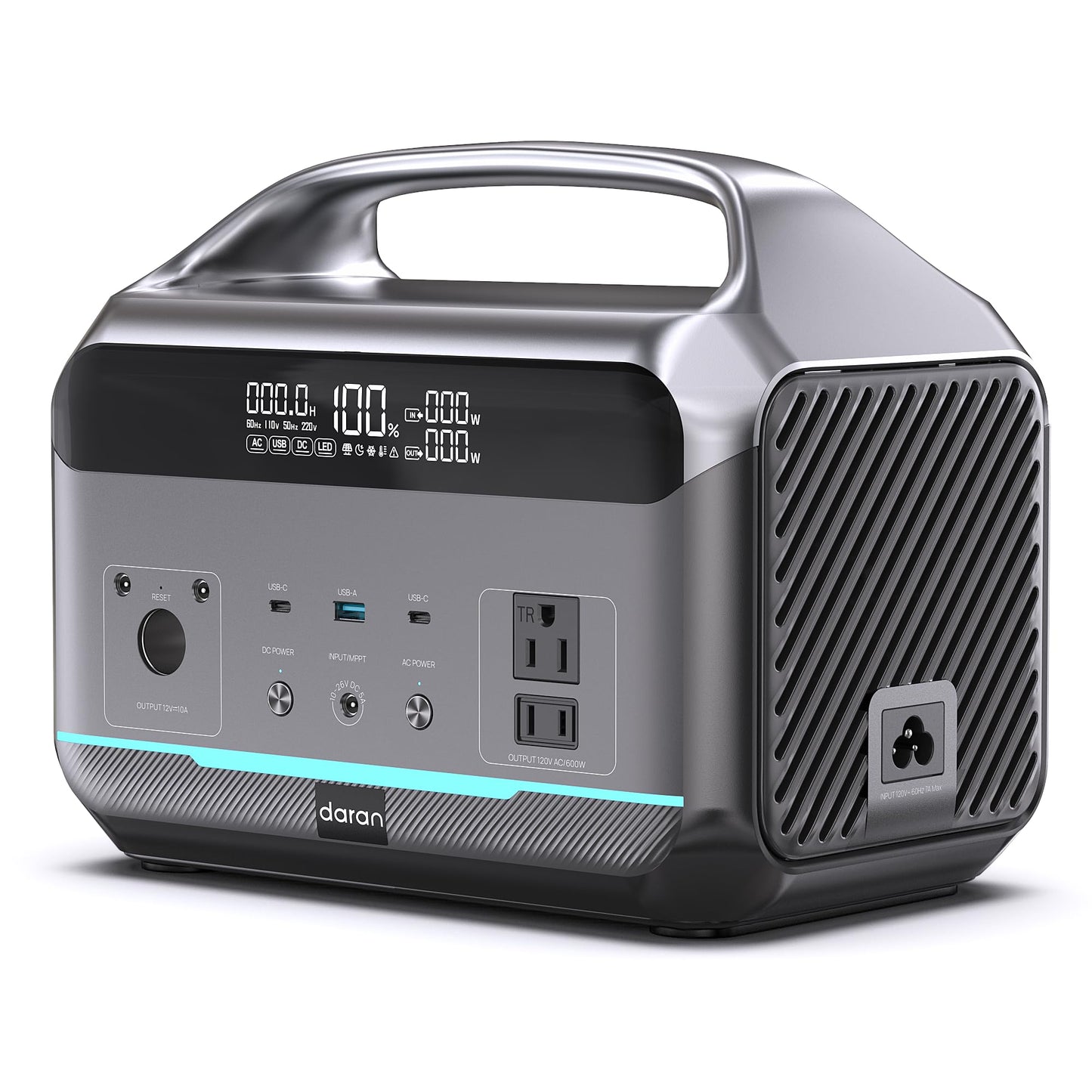Portable Power Station 600W(1200W Surge), 288Wh(90,000mAh) Solar Generator LiFePO4 Battery with AC Outlets, 1.7H Fast Charging for Home & Emergency, Hurricane, CPAP