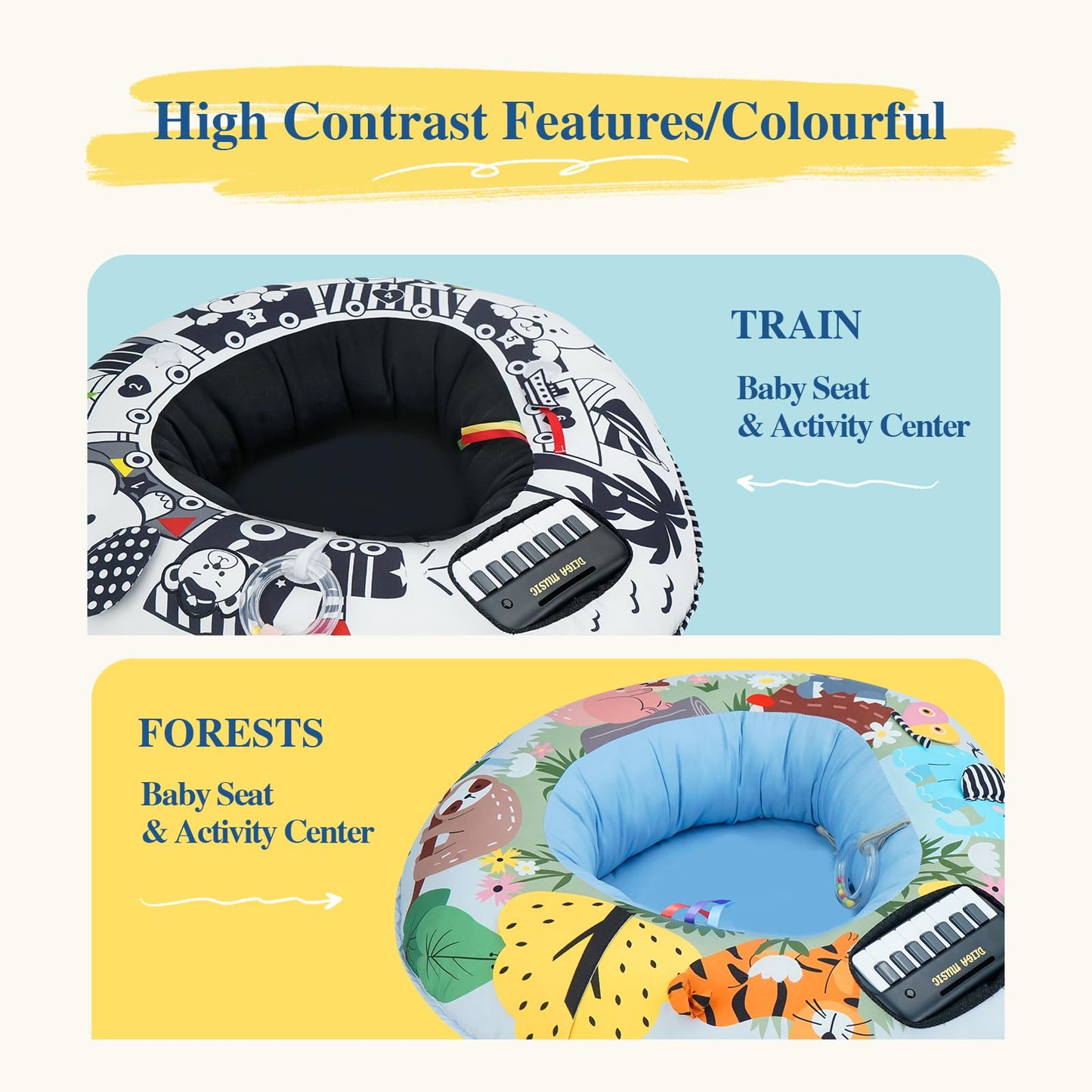 Lovvie & Joy 3-in-1 Baby Seat & Tummy Time & Play Activity Center Ring,Soft Infant Seats for Sitting Up Chair 0-12 Months Babies with Toys for Early Sensory Exploration and Motor Skill Development