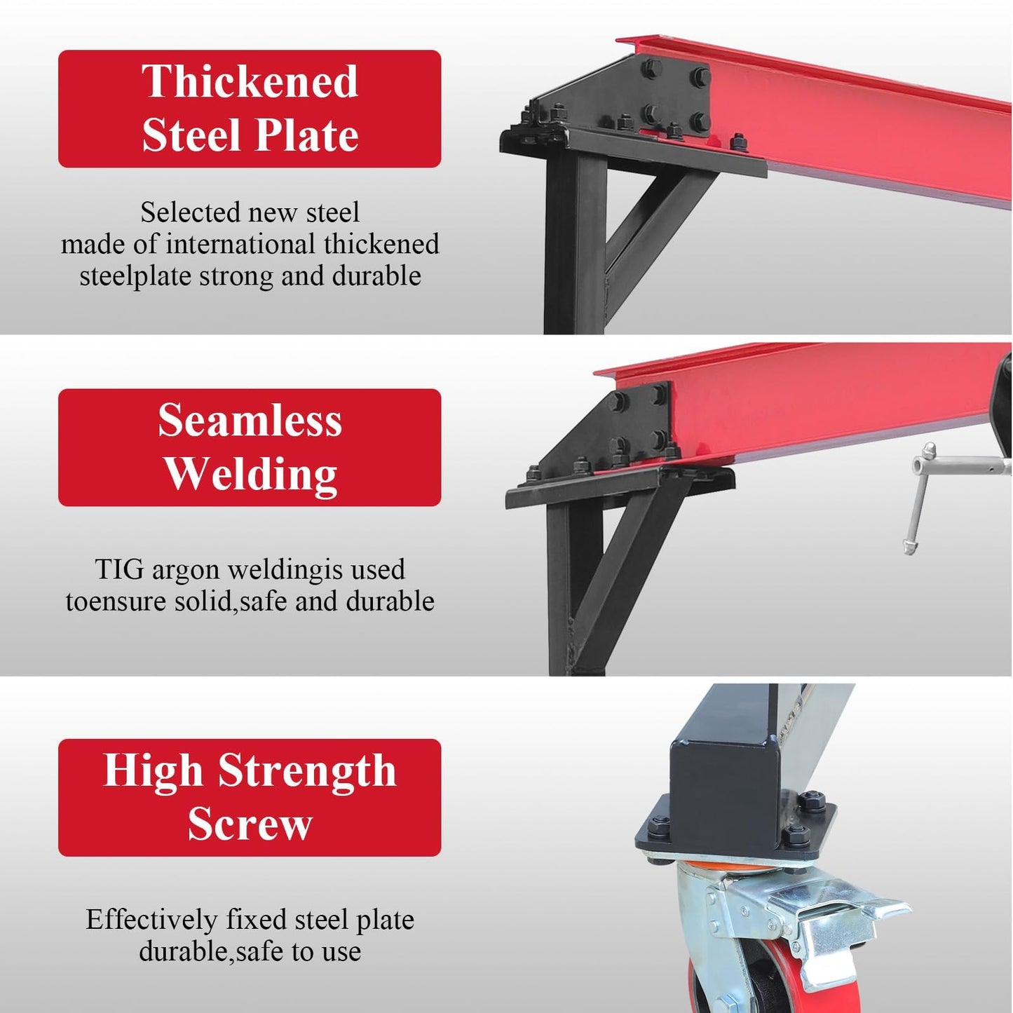 2 Ton Heavy-Duty Adjustable Gantry Crane, 4400 Lbs Capacity, 8.5Ft Span, 7.5Ft-12Ft Adjustable Height, Steel Hoist with Locking Wheels for Warehouse Workshop Garage
