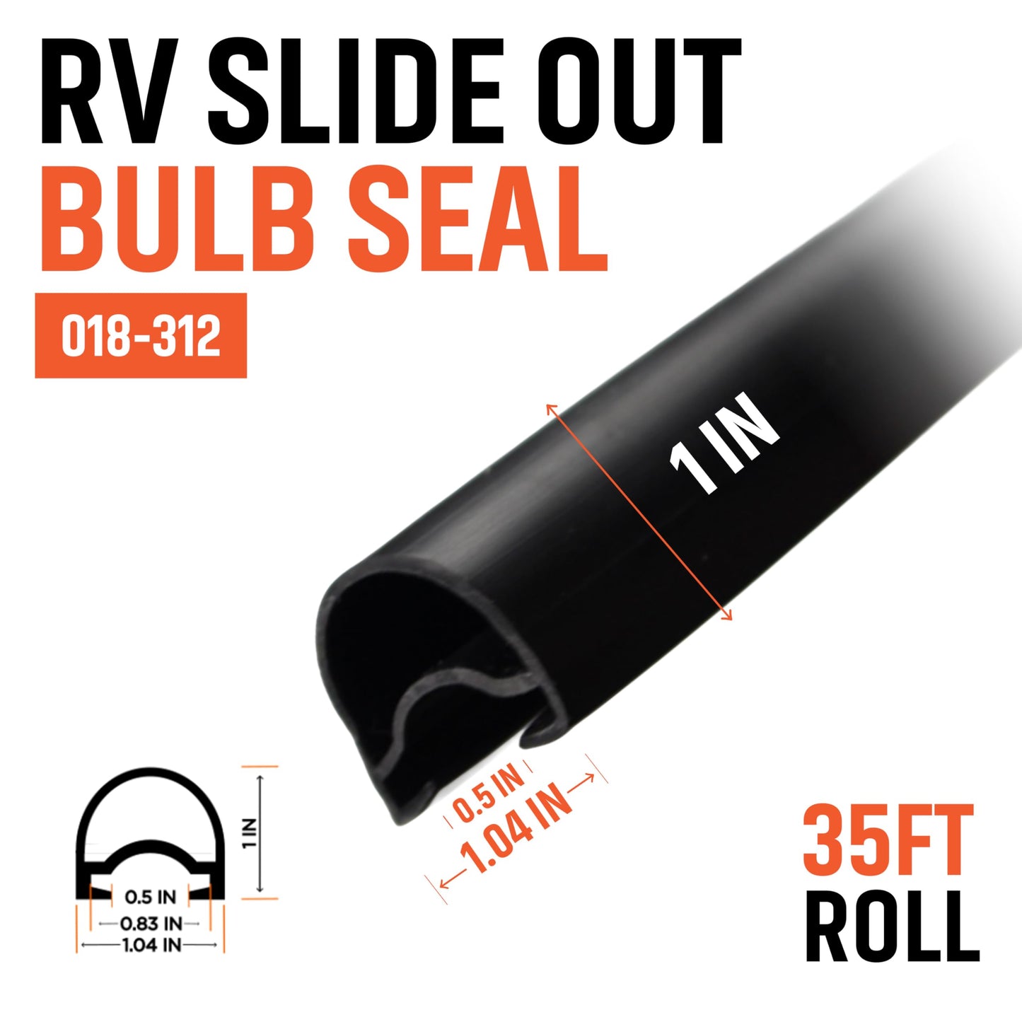 Combo RV Slide Out Black Rubbers | 018-312-EKD & 018-341 EK | 1' x 15/16' x 35' D-Seal Wiper & 1/2' x 2.75' x 35’ Seal Base (Sealant & 018-312-EKD & 018-341 EK)