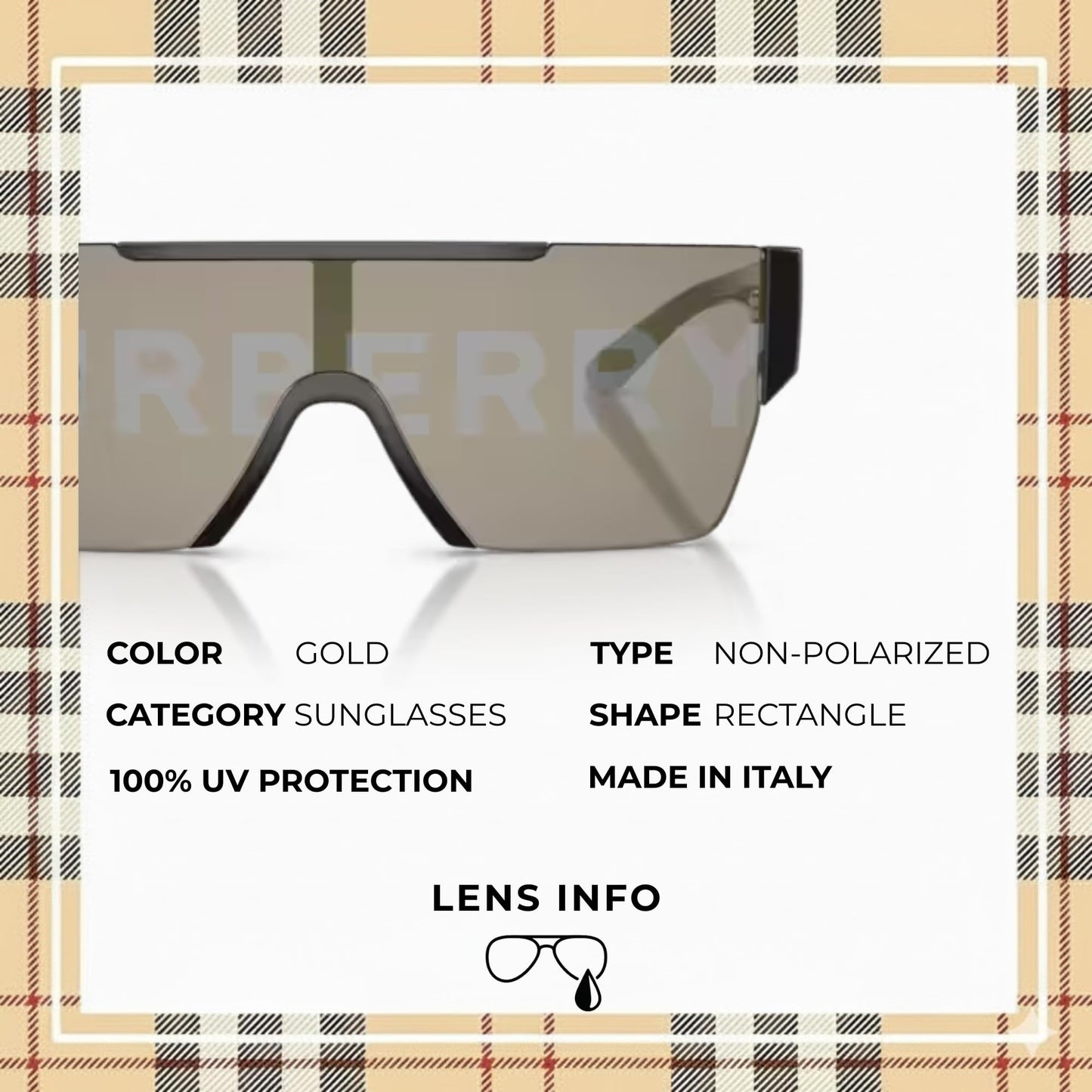 BURBERRY BE4291 Rectangle Shape Nylon Sunglasses with Luxury Eyewear Kit