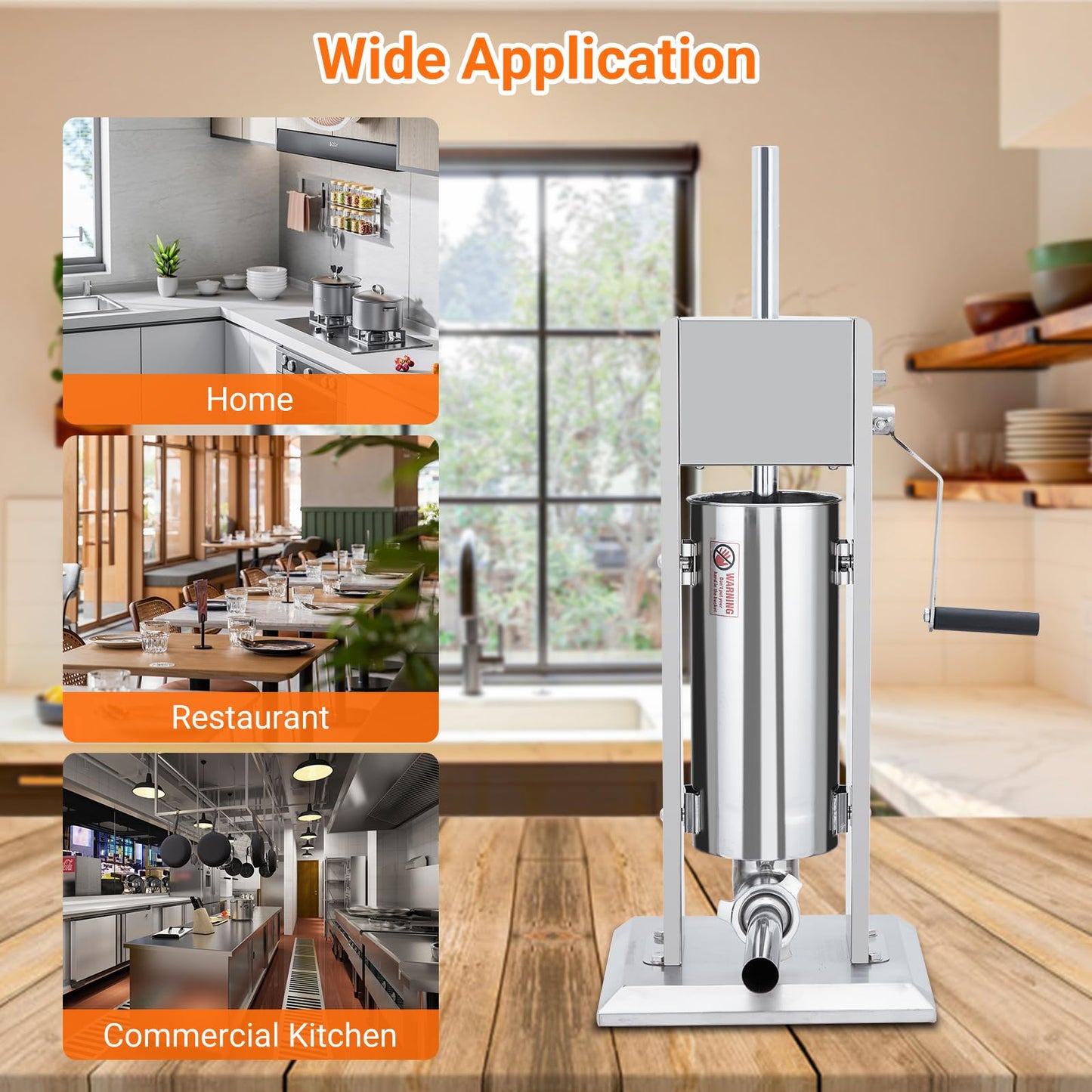 Sausage Stuffer, Manual 22LBS/10L Sausage Maker Machine, Meat Stuffer with Dual Speed, Stainless Steel Heavy Duty Sausage Filler with 5 Stuffing Tubes, for Commercial and Home Use