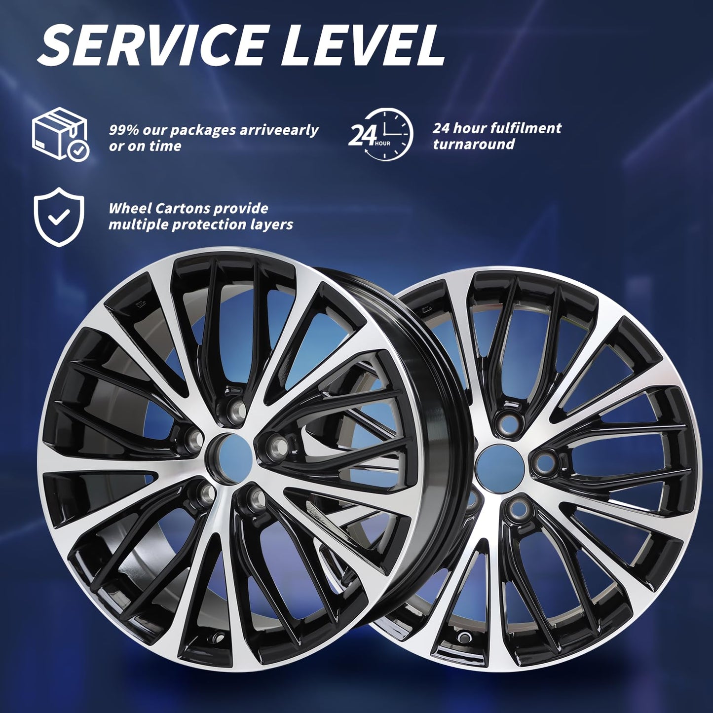 LUNEGUE New 18x8 18 Inch Replacement Premium Aluminum Alloy Wheel Rim Fits for 2018 2019 2020 Toyota Camry SE, ALY75221U45N, OE Stock Specs, Machined and Black