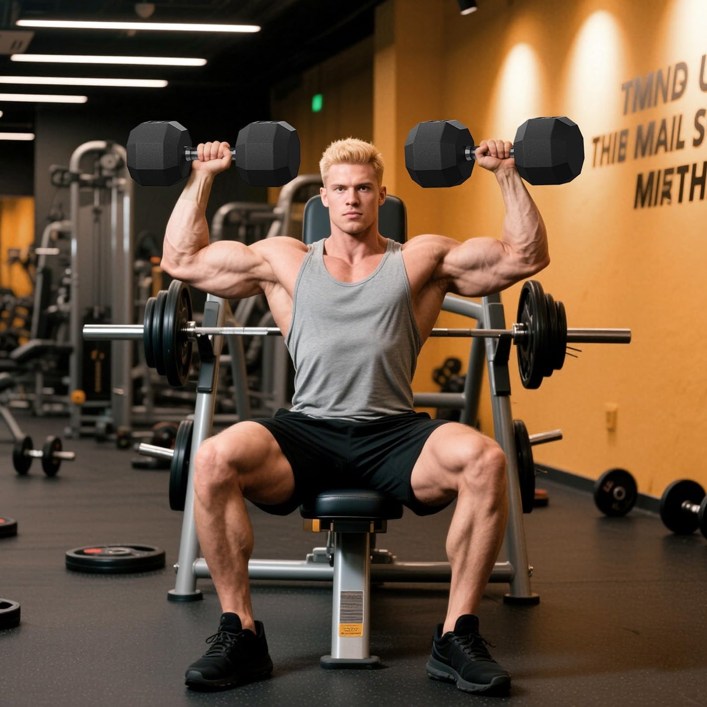 Rubber Coated Hex Dumbbell Weight Set, Multiple Sizes Exercise & Fitness Dumbbells,100LB Set,110LB Set,200LB,350LB,450LB,550LB, 35-50Lbs Pairs for Muscle Toning, Strength Building & Full Body Workout
