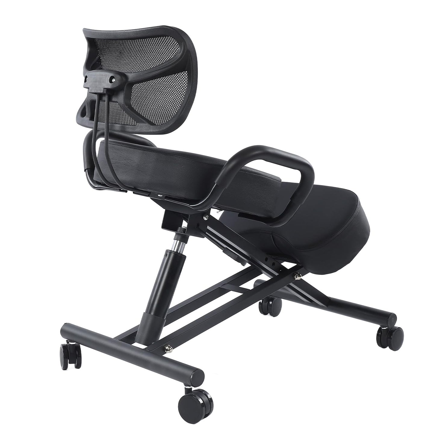 Ejoyous Kneeling Chair, Pneumatic Posture Correcting Knee Stool with Cushion Height Adjustable Rolling Orthopaedic Desk Stool for Banking Meeting Room Office Home Reception