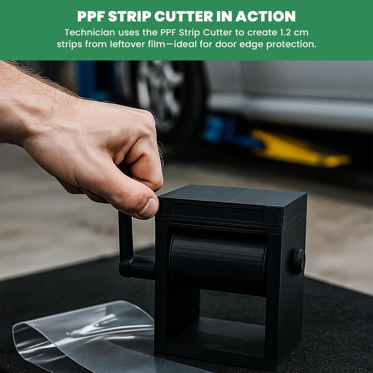 PPF Strip Cutter, Car Door Edge Protector Manual Hand Crank Tool Kit, Zero Waste Film Trimmer for 1.2cm Vinyl PPF Cutter