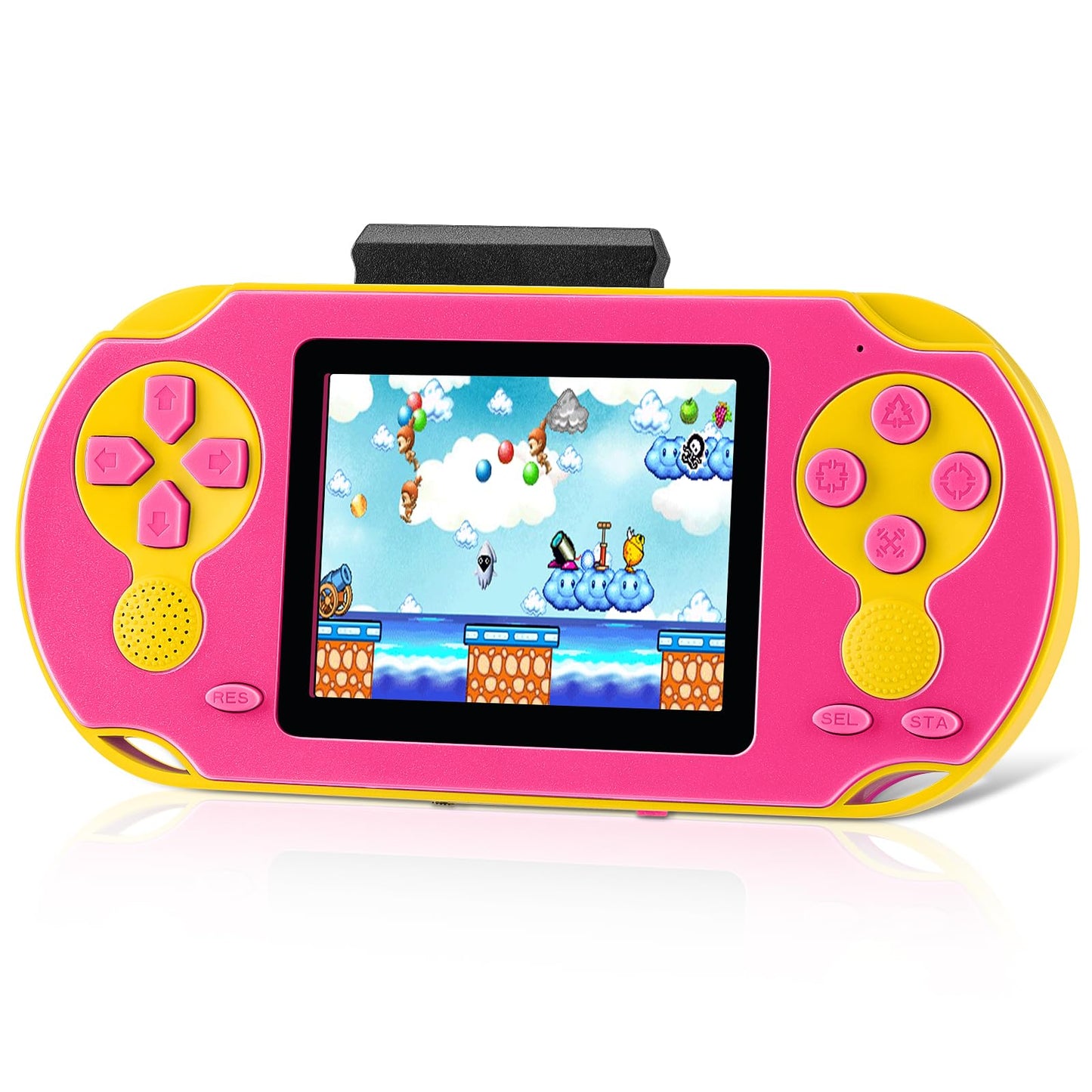16 Bit Handheld Game for Kids, Video Game Player with Built in 230 HD Games, 3.0'' Screen Retro Electronic Machine with 3 Cartridges, Portable Rechargeable Games for Ages 3-12 (Rose Red)