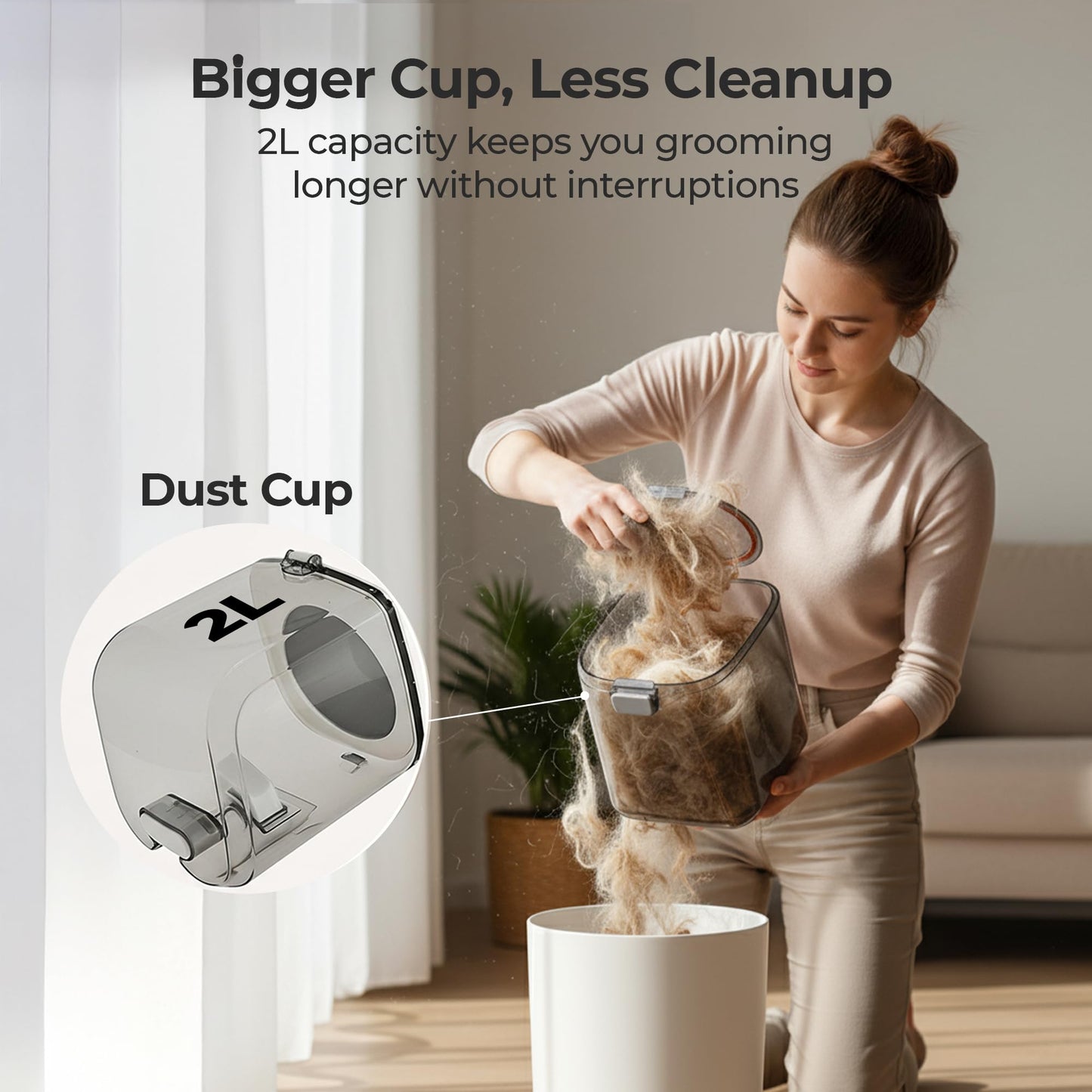 Pet Grooming Vacuum & Nail Grinding Kit – 10Kpa High-Suction Pet Hair Vacuum with 3-Speed Settings & Ultra Low Noise + Nail Grinder | Cats & Dog Grooming Vacuum for Shedding | Large 2L Dustbin