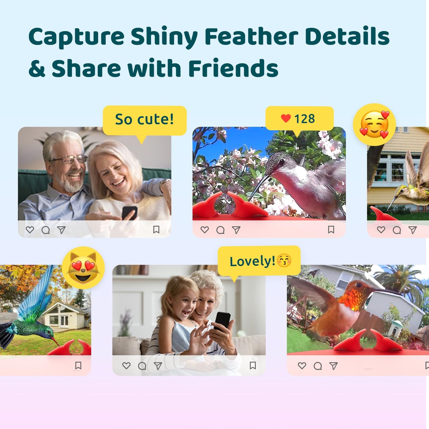 Birdfy Smart Hummingbird Feeder with Camera, Auto Detect Record Bird Video, Instant Notification, Live View, Solar Powered Hummingbird Feeders for Outdoors Ant Bee Proof, 14oz, Gift for Bird Lovers