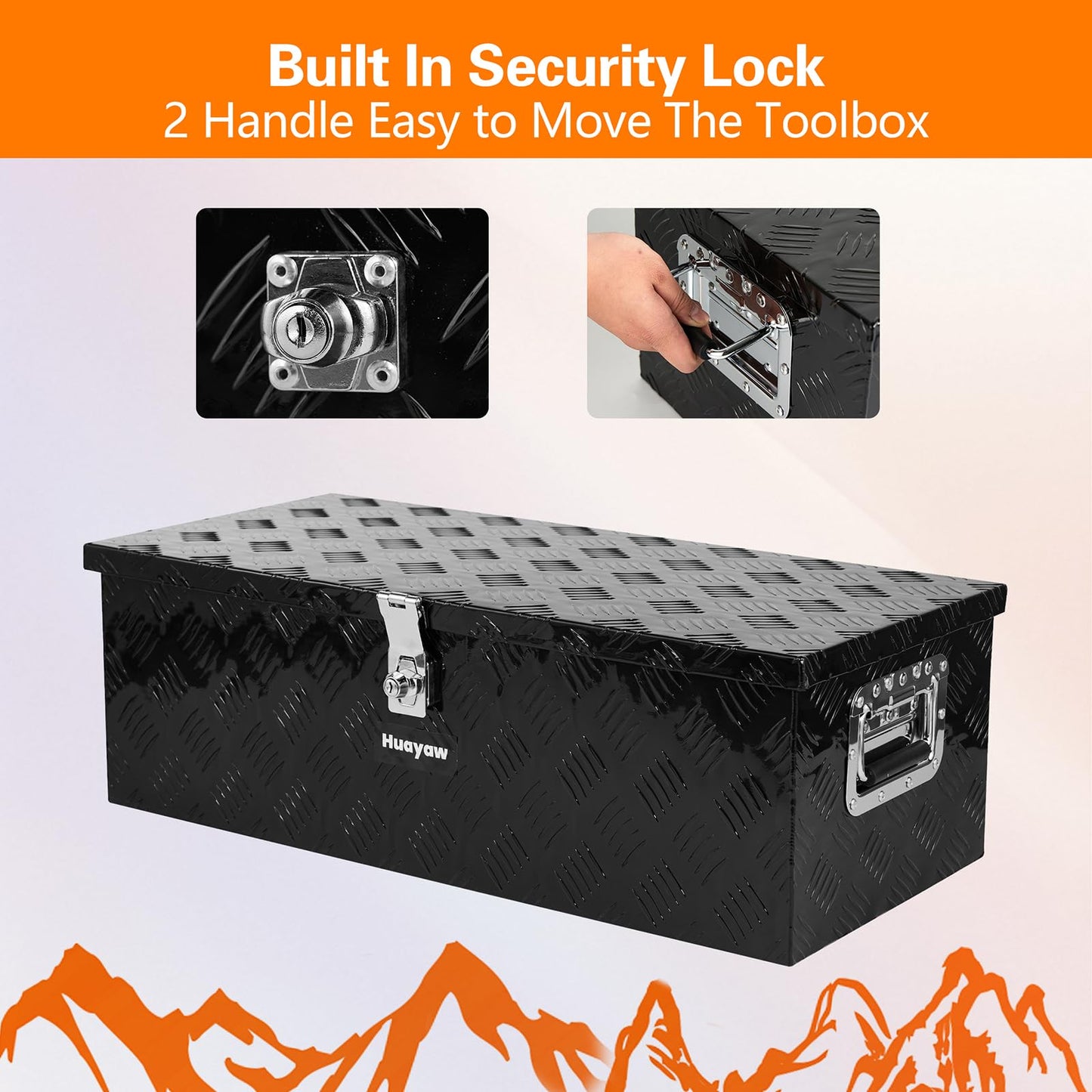Aluminum Truck Tool Box, Heavy Duty Waterproof Truck Storage Organizer, Pickup Truck Bed RV Trailer with Side Handle, Lock and Keys (Black, 30-INCH)