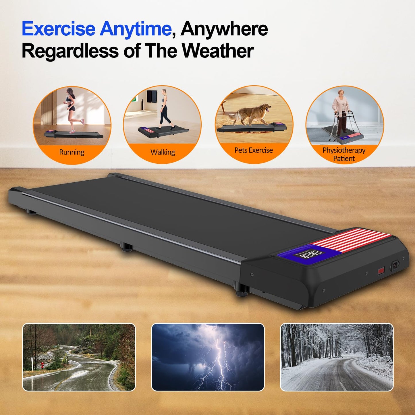 3 in 1 Treadmill, Walking Pad for Home/Office,Under Desk Walking Treadmill with Incline, Remote Control, APP and LED Display