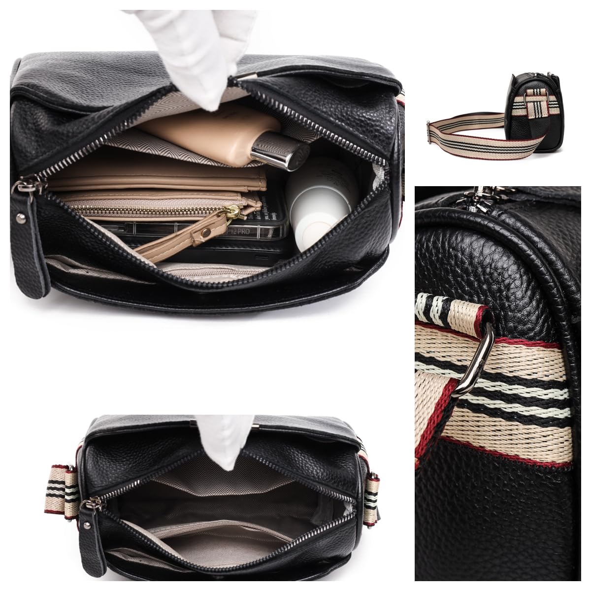 Plinvo Luxury Genuine Leather Crossbody Bag for Women, Wide Adjustable Strap & Timeless Design (02 Beige)