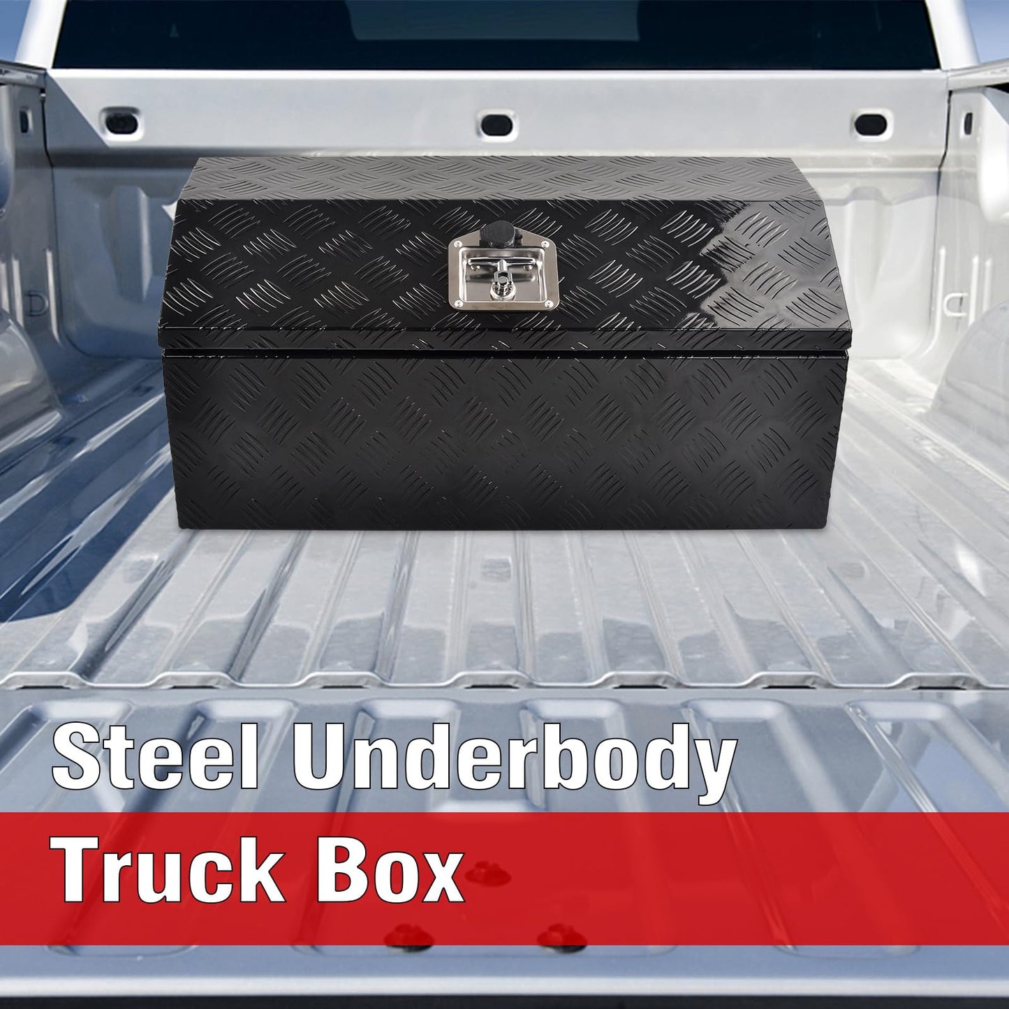 TBAPFS 30 Inch Aluminum Trailer Tongue Tool Box 5 Bar Tread Wide Utility ToolBox for Pick Up Truck RV Storage Organizer Tool Box with Lock and Keys - 30"X13.2"X13.5" Black