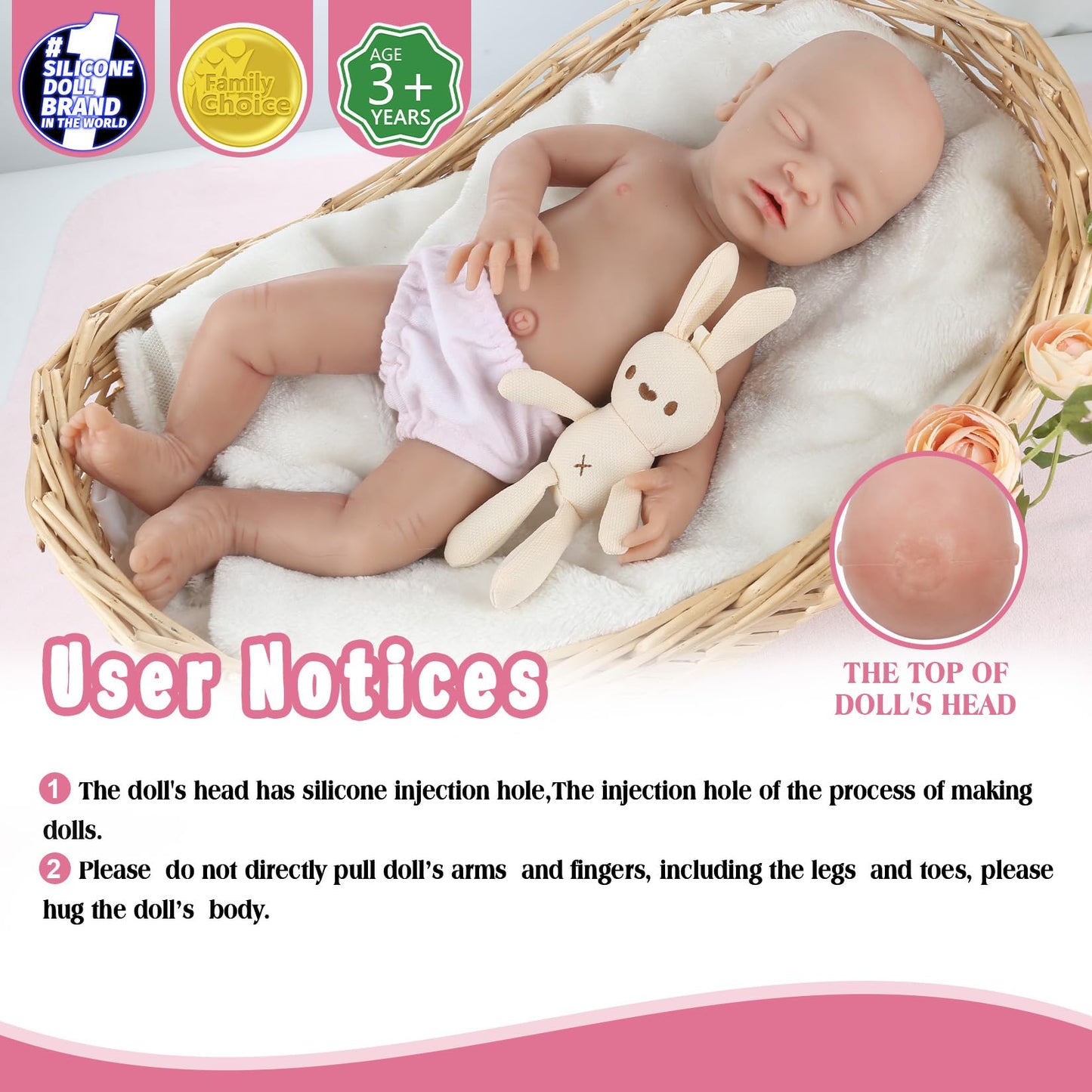 Vollence 18 inch Sleeping Silicone Baby Dolls Girl Weighted 6.56 lb,[NOT Vinyl],Silicone Full Body Reborn Lifelike Realistic Real Life Newborn Soft Babies Gift with Feeding Accessories for Kids Age 3+