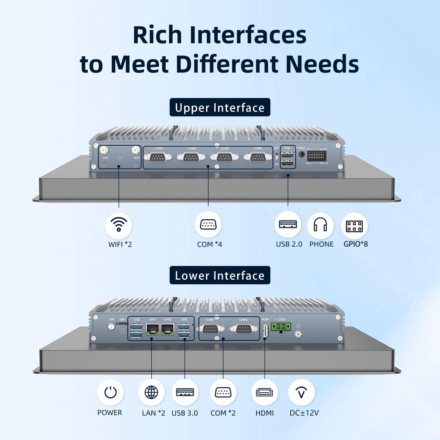 NORQIN 17 inches Industrial Embedded Panel PC,10 Point Capacitive Industrial Touch Screen Panel Computer,IP65 All-in-One Computer,Windows OS,for Kiosk,Factory,Automation (J6412,8GB RAM 128GB SSD)