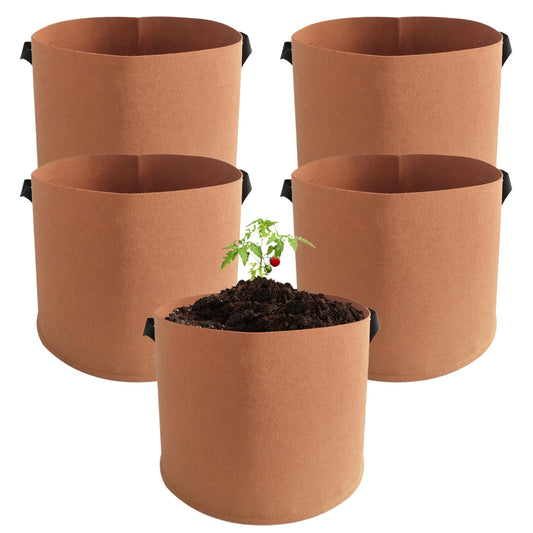 Pesoncarl Planting Bags, Grow Bags, 5PCS 15 Gallon Plant Grow Bags, Non-Woven Grow Bags with Reinforced Handles Fabric Pots for Planting Vegetables, Fruits 19.7x11.8 Inch