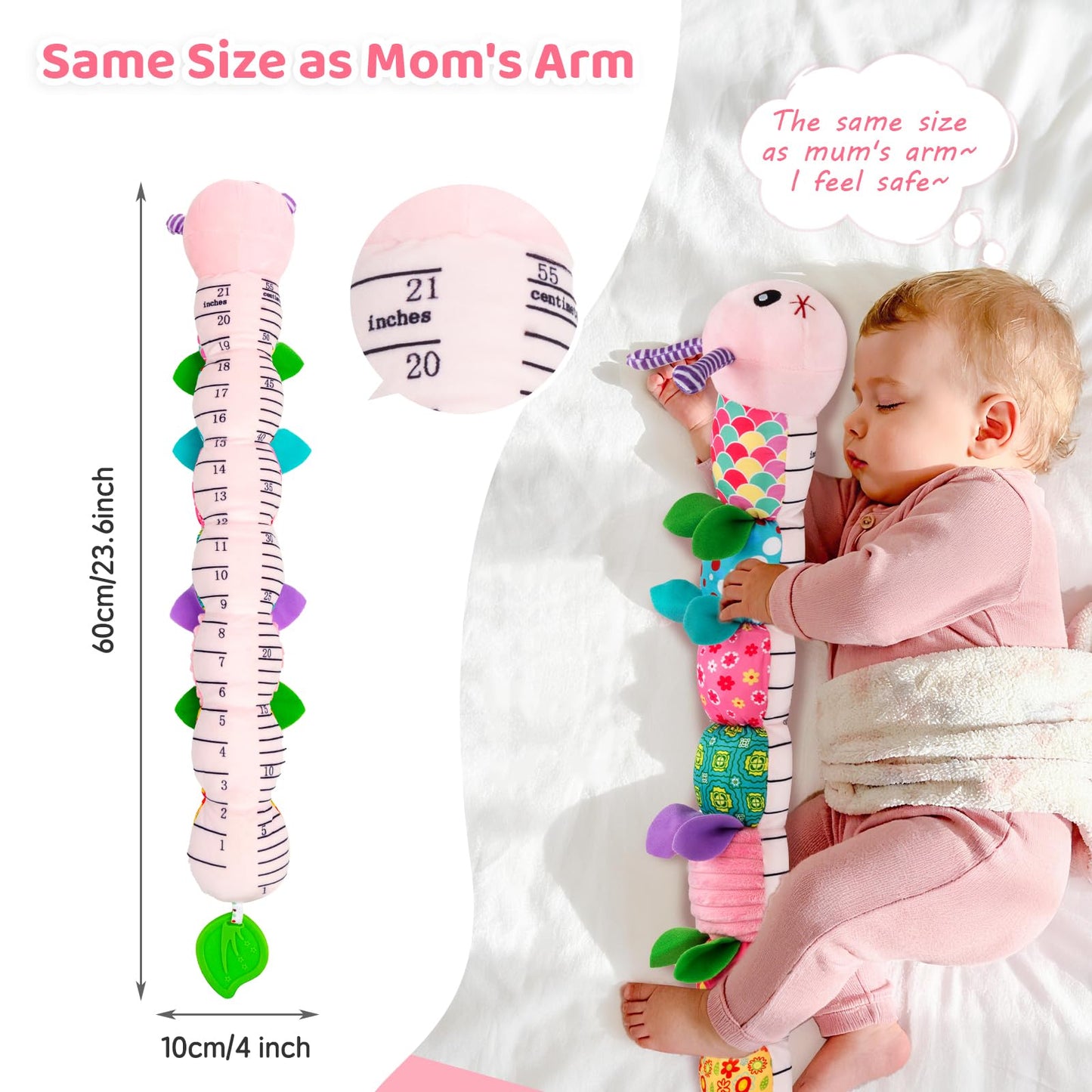 Wrist Rattle Foot Finder Socks Set, Caterpillar Musical Plush Stuffed Toy for Infant, Baby Toys 0-12 Months, Newborn Boy& Girl Shower Birthday Halloween Christmas Gift