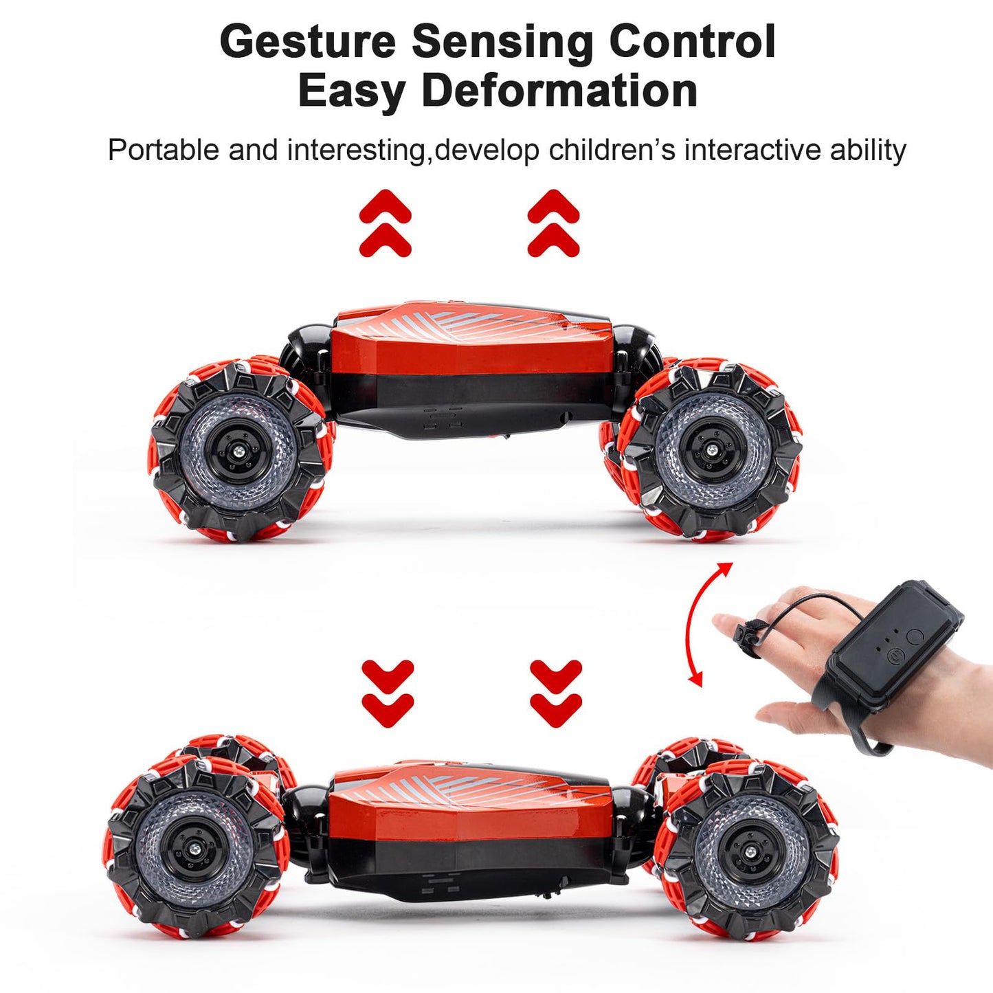YEMIAI Gesture Sensing RC Stunt car, 4WD Drive Watch Remote-Controlled Vehicle, Bidirectional Drifting Off-Road Vehicle with Music and Lights Toys for Boys,Presents for Kids 4-12 Old