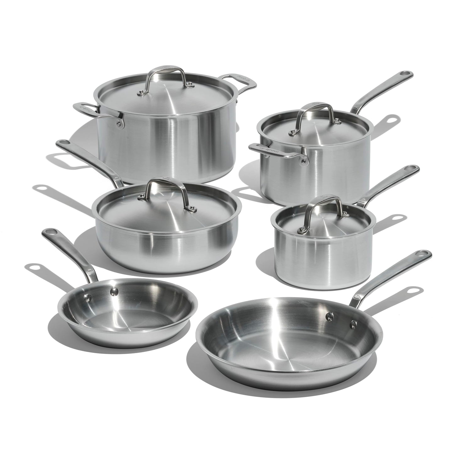 Made In Cookware | 10 Piece Stainless Steel Pot and Pan Set | 5 Ply Clad - Includes Stainless Steel Frying Pans, Saucepans, Saucier and Stock Pot W/Lid | Professional Cookware | Crafted in Italy