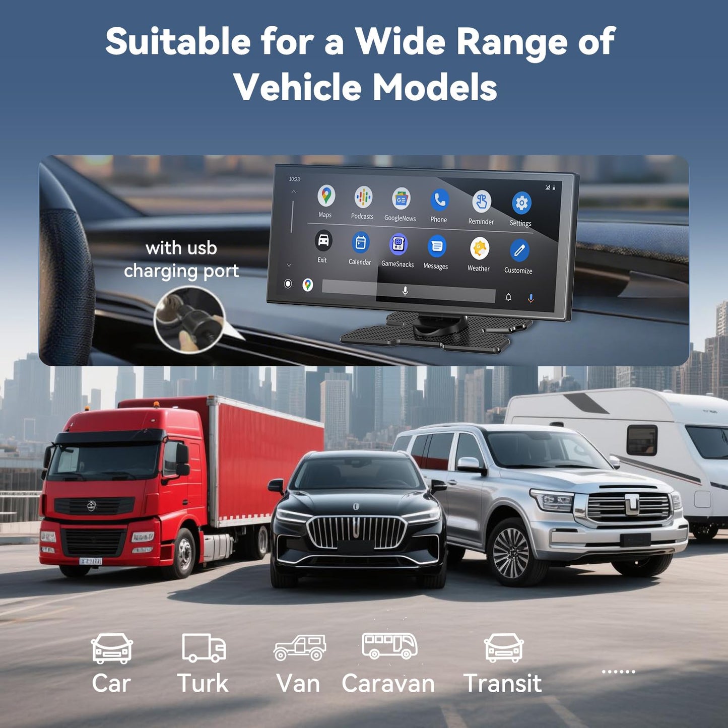 Carplay Screen for Car 11.5" Largest HD Screen for Carplay & Android Auto Car Stereo with 4K Dash Cam 1080P Backup Camera, GPS Navigation/Bluetooth/Mirror Link/Voice Control/AUX/FM/Siri