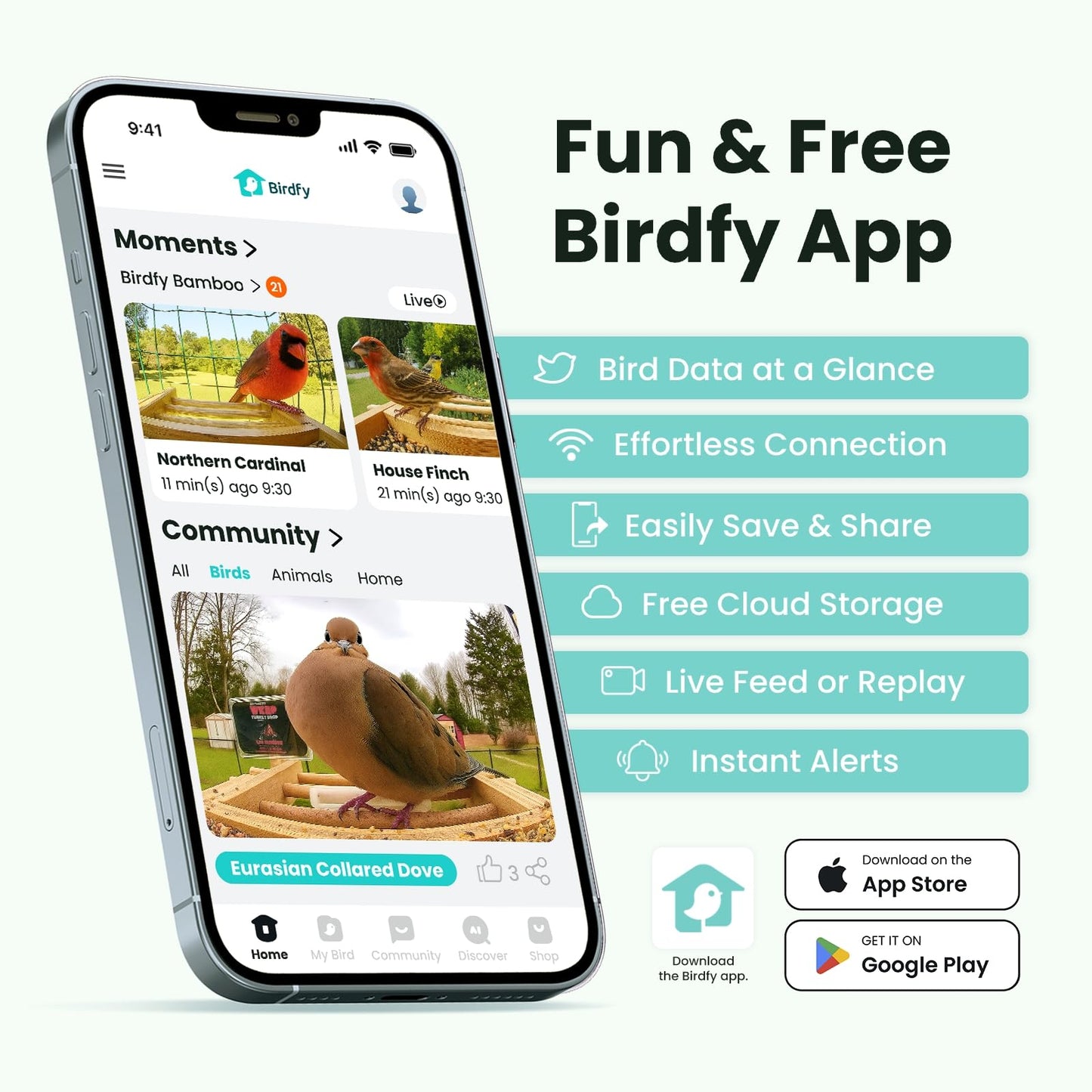 Birdfy Smart Bird Feeder with Camera, Solar Powered 2K Live tream Bamboo Wood feeder& Metal Guard, AI Identify Birds & Auto Record Video, Wild Birds Watching Ideal Gift for Chistmas for mom,Bird-Lover