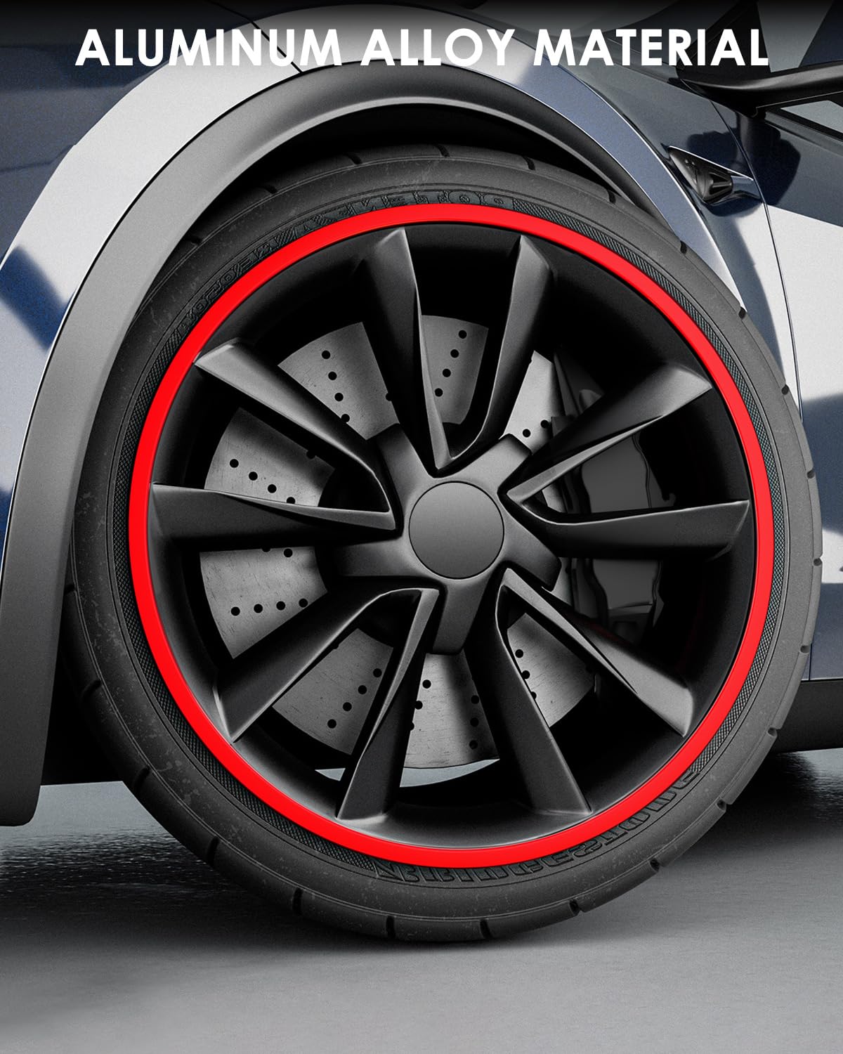 EVOOOR Automotive Alloy Wheel Rim Protector - Covering The Entire Rim of The Wheel hub - Strips for Curb Rash Prevention - Set of 4 Rim Protector Easy to Install(20'',Red)