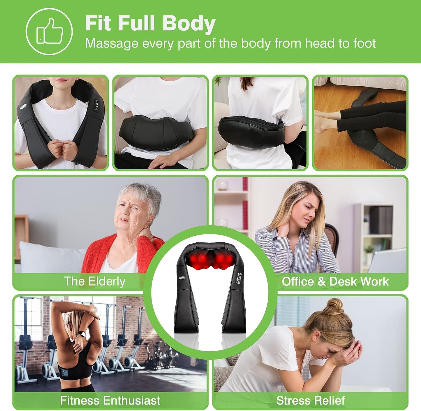 cotsoco Shiatsu Back Neck and Shoulder Massager with Heat,Deep Tissue 3D Kneading Pillow, Electric Full Body Massager for Legs,Foot,Body Muscle Pain Relief,Gifts for Mom Dad