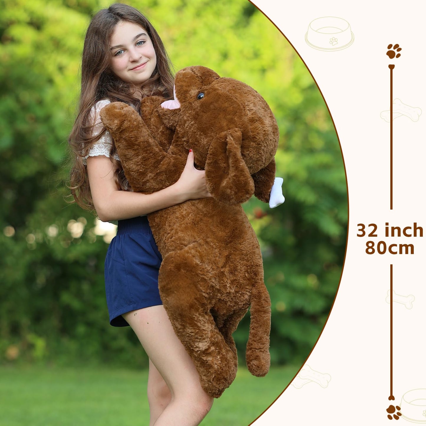 MorisMos 32 Inch Giant Chocolate Lab Stuffed Animal, Large Labrador Plush Puppy Pillow, Fluffy Big Labrador Stuffed Dog Plush Gifts for Kids, Girls, Boys