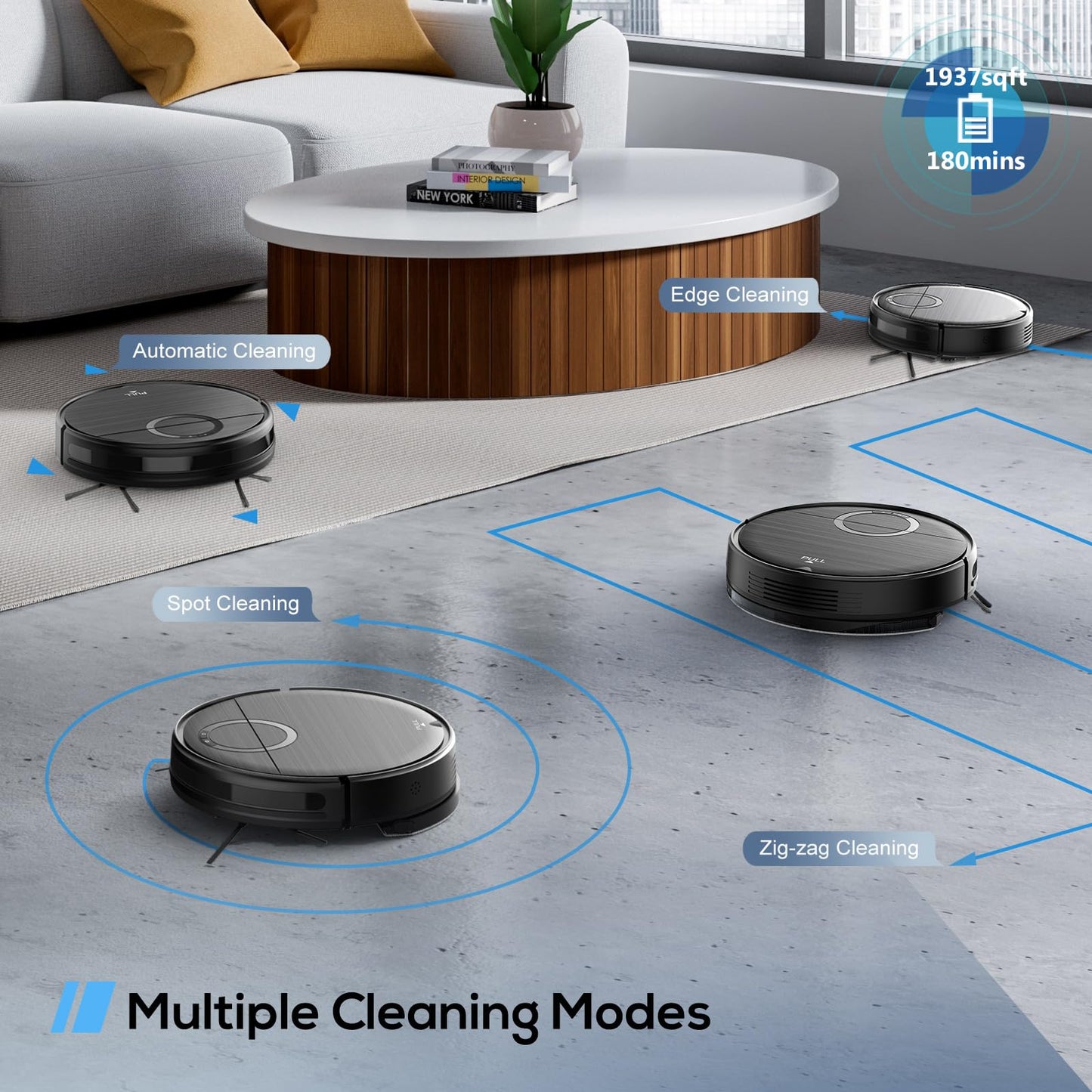 UMMUND Robot Vacuum and Mop Combo, 2 in 1 Mopping Robotic Vacuum Cleaner with Schedule, Wi-Fi/App/Remote, Strong Suction, Self-Charging, Slim, Ideal for Hard Floor, Pet Hair, Low-Pile Carpet