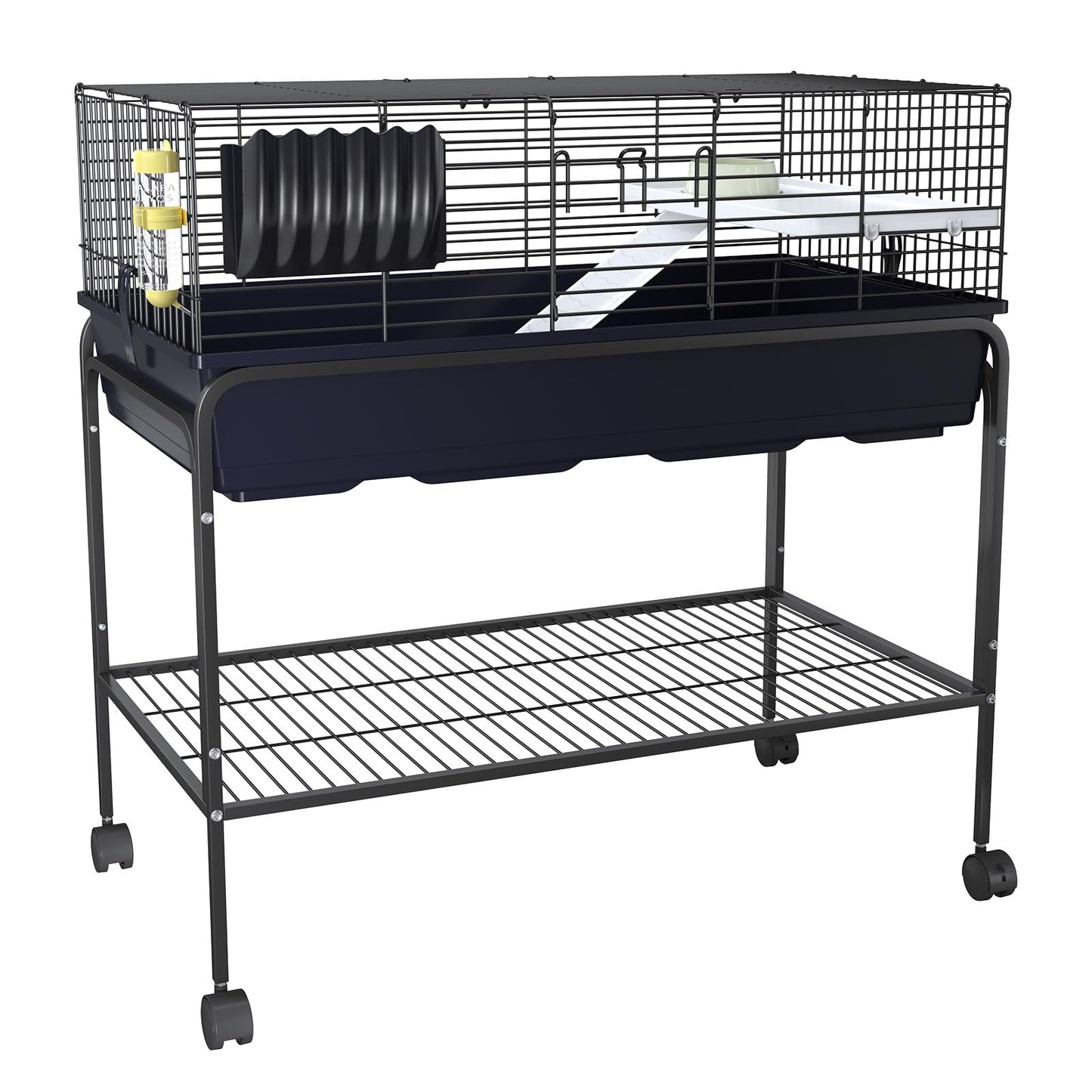 Guinea Pig Cage Kit, Small Animal Cage with Hay Holder, Water Bottle, Food Bowl, Metal Pet Habitat for Hamster, Chinchillas, Guinea Pigs, Rabbit, Squirrel, Gerbil