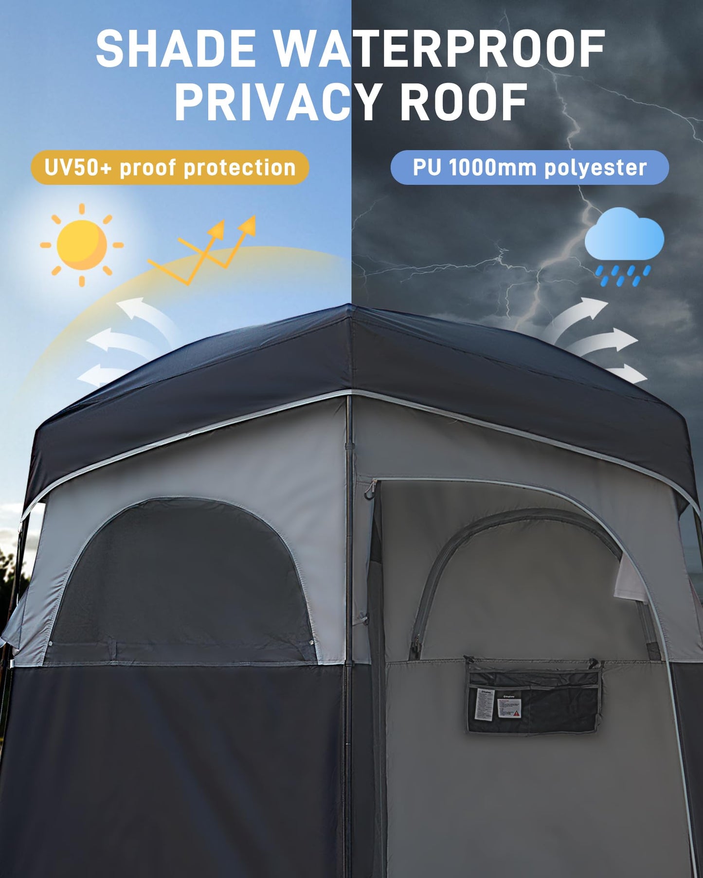 KingCamp Shower Tent, Portable Privacy Tent Outdoor Camping 1/2 Room Toilet Tents with Shower Bag & Dressing Room for Travel Beach Tailgate