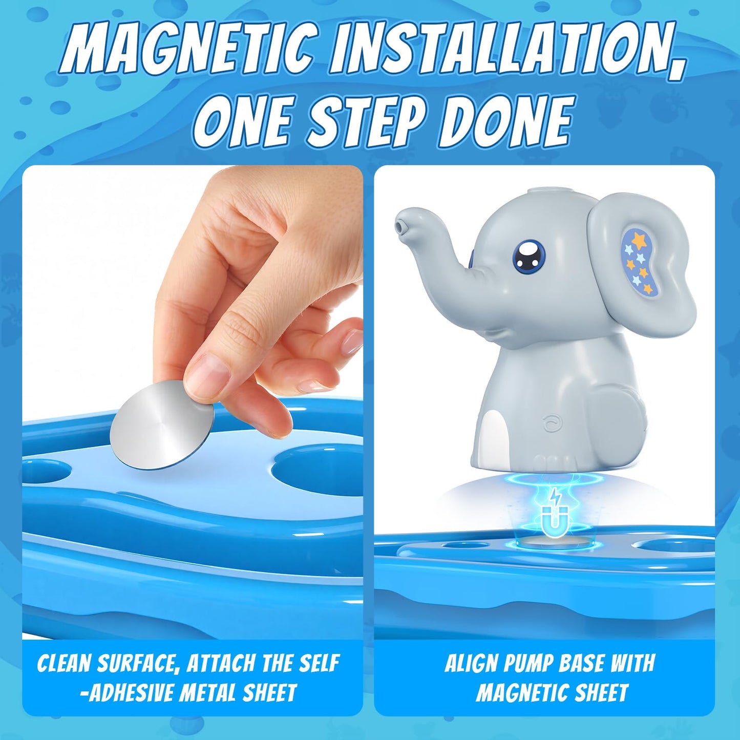 Wee Wonders Water Table Pump with Magnetic Sheet & Rechargeable, Elephant Water Pump Continuous Flow, Outdoor Sand and Water Table Toys Accessories for Toddlers, Summer Beach Toy Gifts for Kids 3-8