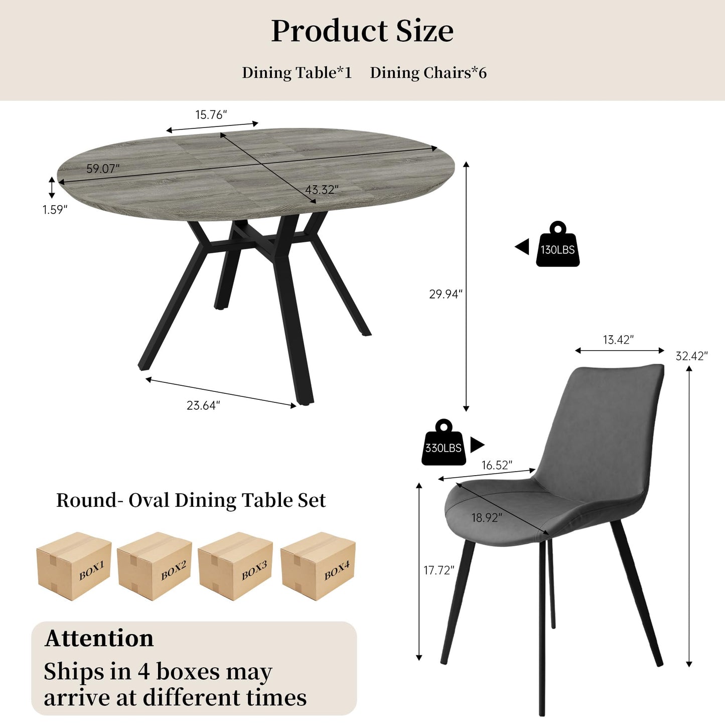 HIPIHOM Extendable Round Dining Table Set for 6 People, 43.3"-59.1" Extendable Kitchen Table with 6 Upholstered Chairs, Space Saving for Kitchen Dining Room (Grey Table+6 Grey Chairs)