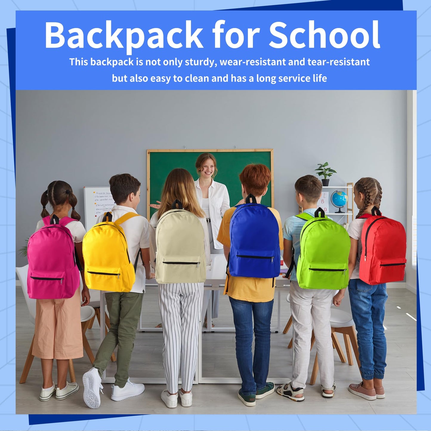 Quuhooki 12 Set Bulk Backpacks with School Supply Kit 17 Inch Book Bags in Bulk and Back to School Supplies Stationery Kit for Kids Boy